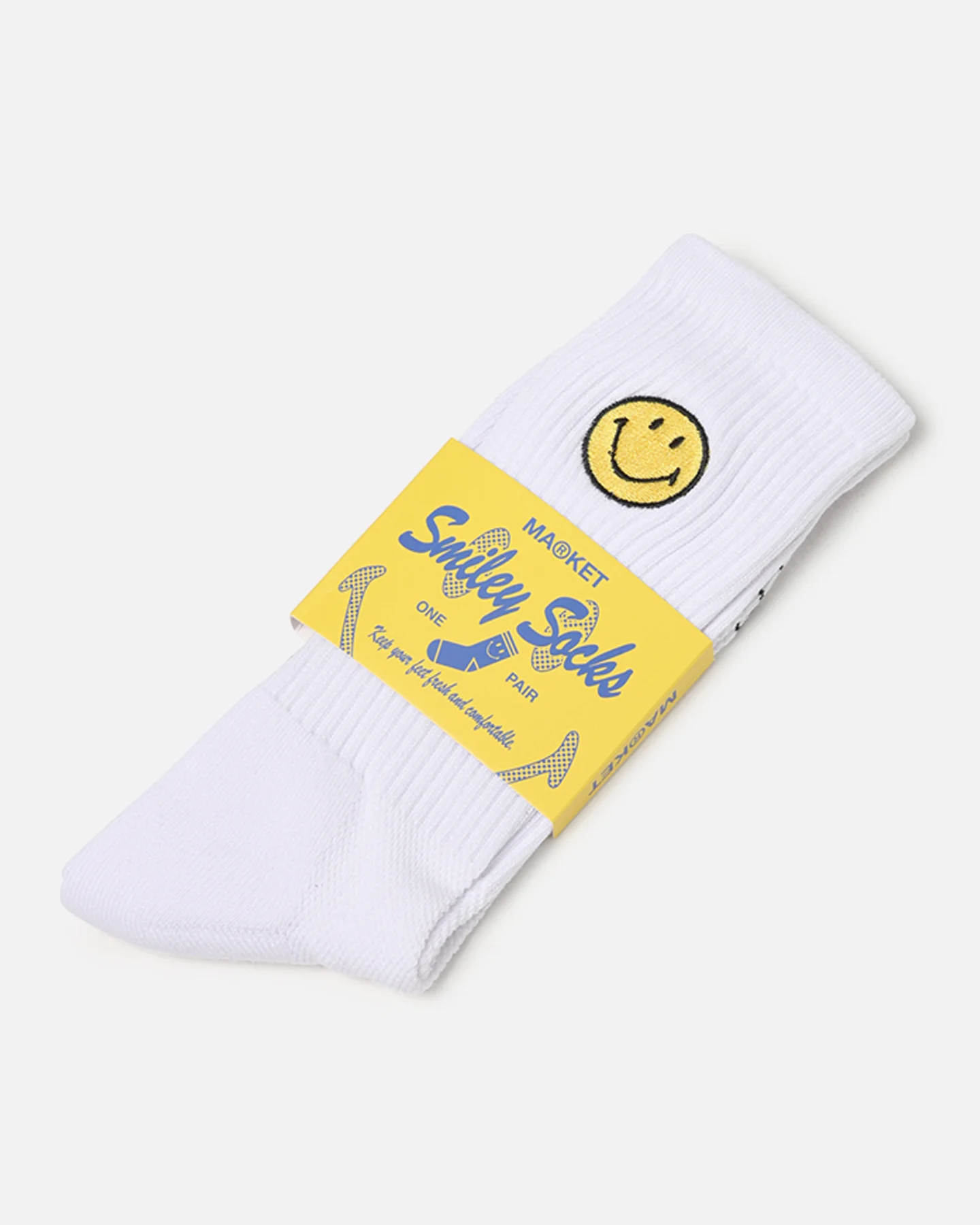 Market X Smiley Badge Crew Socks White