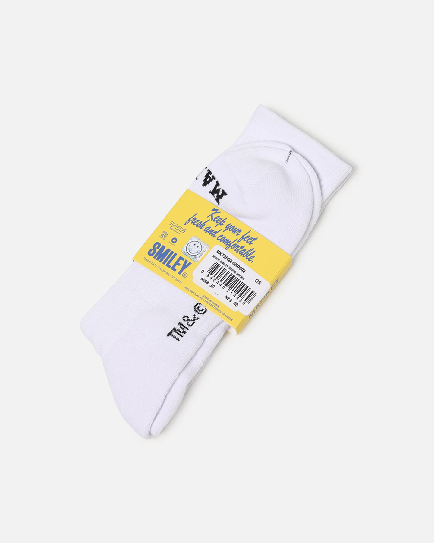 Market X Smiley Badge Crew Socks White - Image 2