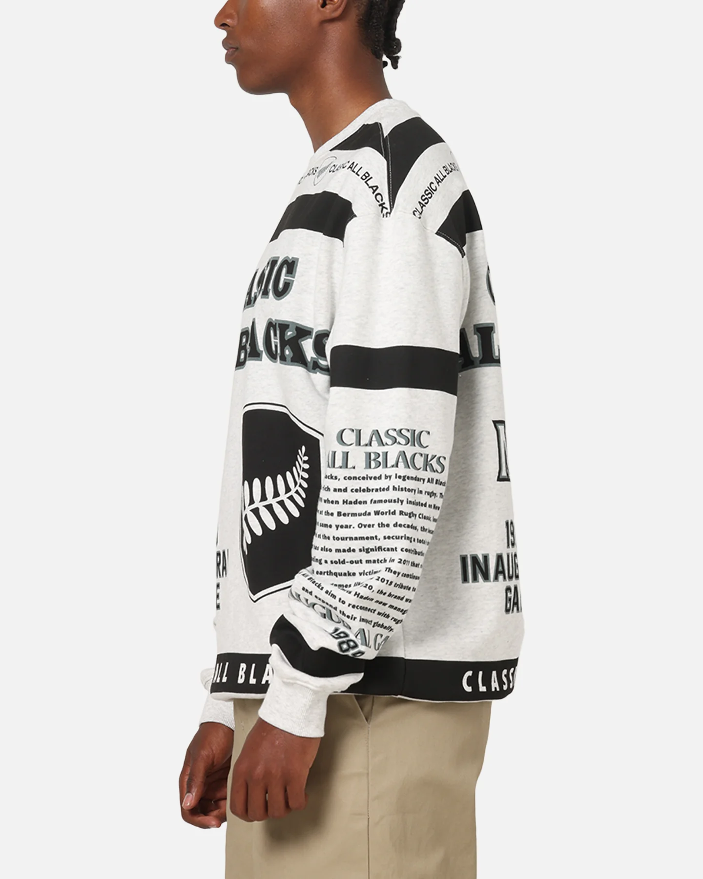 Mitchell & Ness All Blacks Rugby Union Classic Crewneck Silver Marle - Image 6