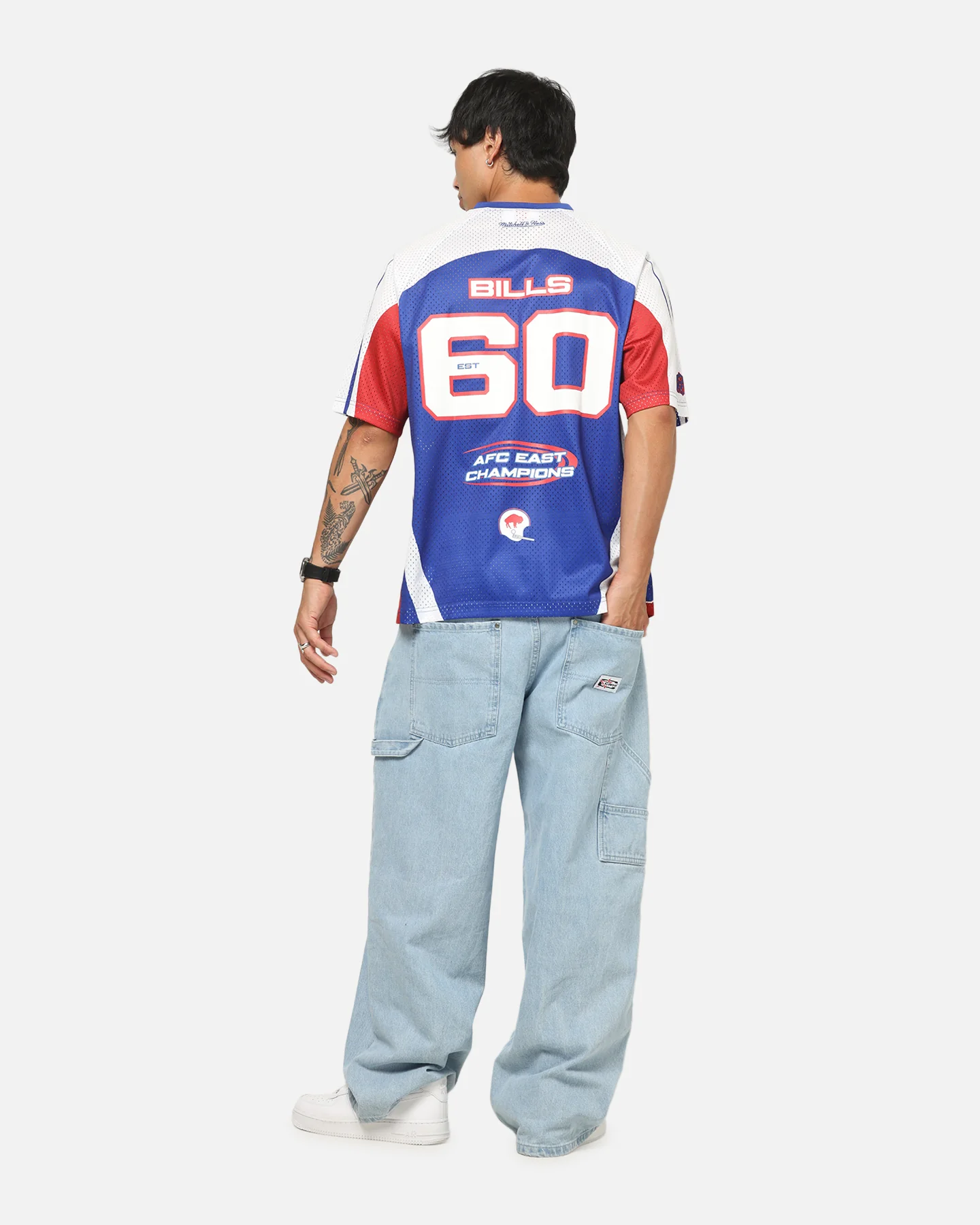 Mitchell & Ness Buffalo Bills Warehouse Rave Jersey White/Blue/Red - Image 4