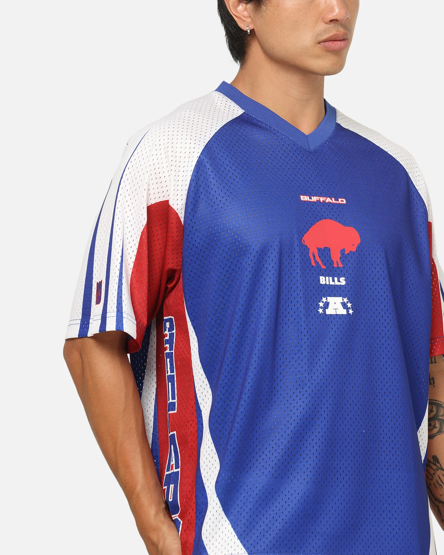 Mitchell & Ness Buffalo Bills Warehouse Rave Jersey White/Blue/Red - Image 8