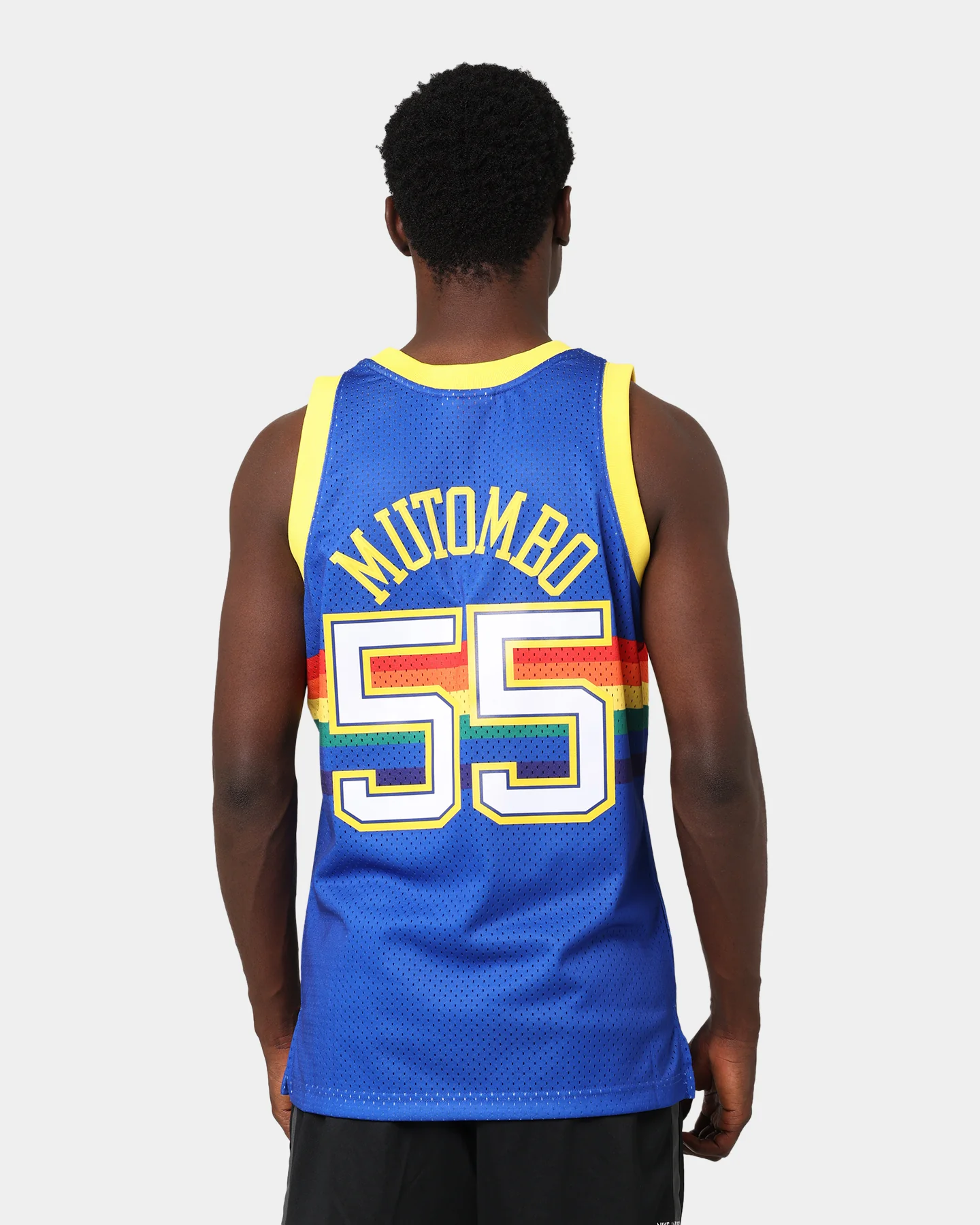 Mitchell & Ness Denver Nuggets Dikembe Mutombo #55 RD '91-'92 Swingman Jersey Royal - Image 4