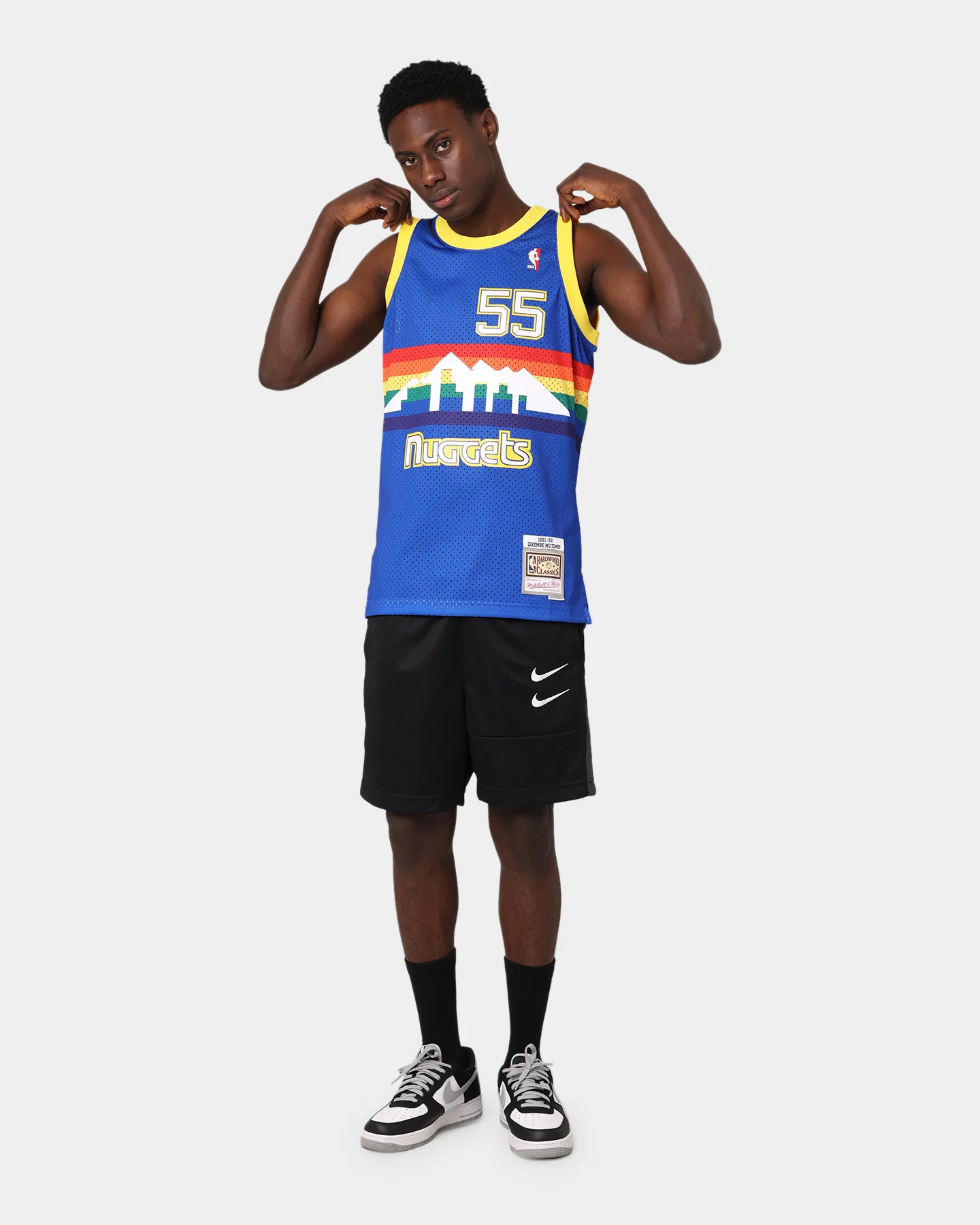 Mitchell & Ness Denver Nuggets Dikembe Mutombo #55 RD '91-'92 Swingman Jersey Royal - Image 7