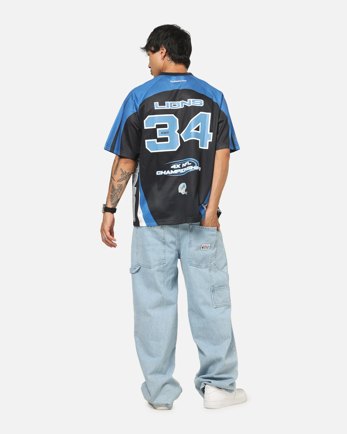 Mitchell & Ness Detroit Lions Warehouse Rave Jersey Black/Blue/White - Image 3