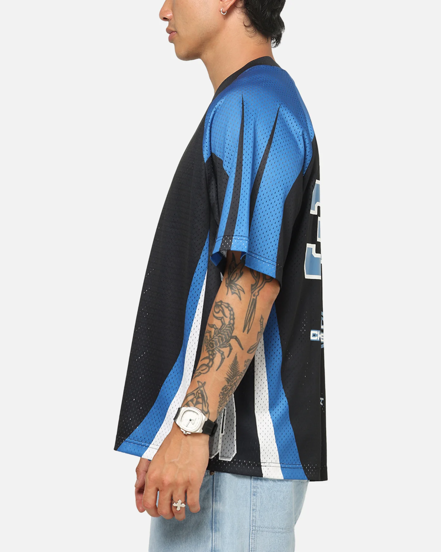 Mitchell & Ness Detroit Lions Warehouse Rave Jersey Black/Blue/White - Image 6