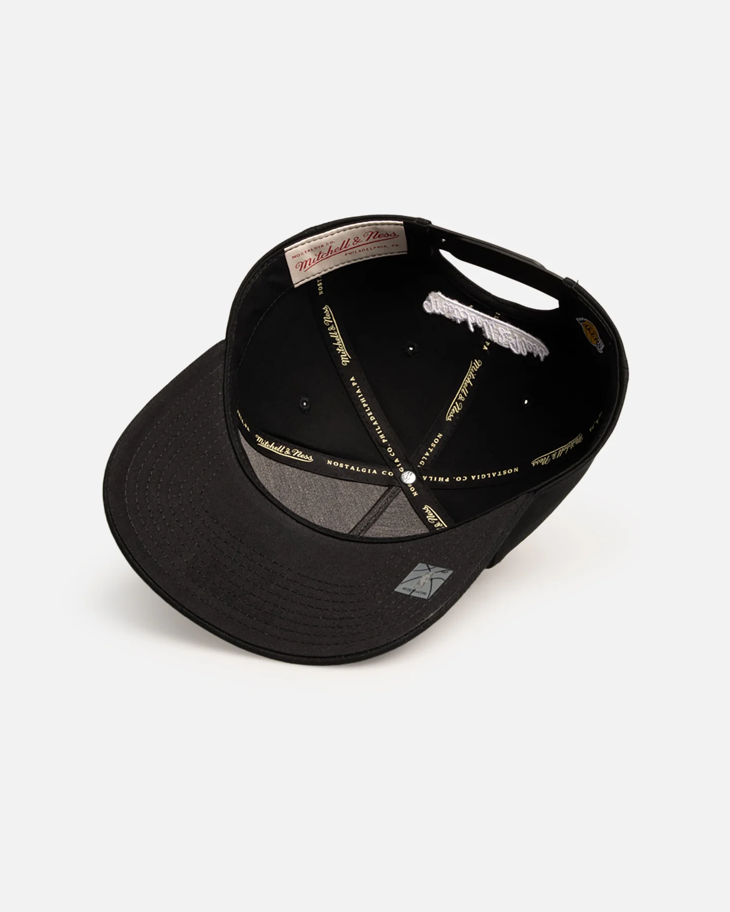 Mitchell & Ness Los Angeles Lakers 'Black Letter' Pro Pinch Snapback Black - Image 6