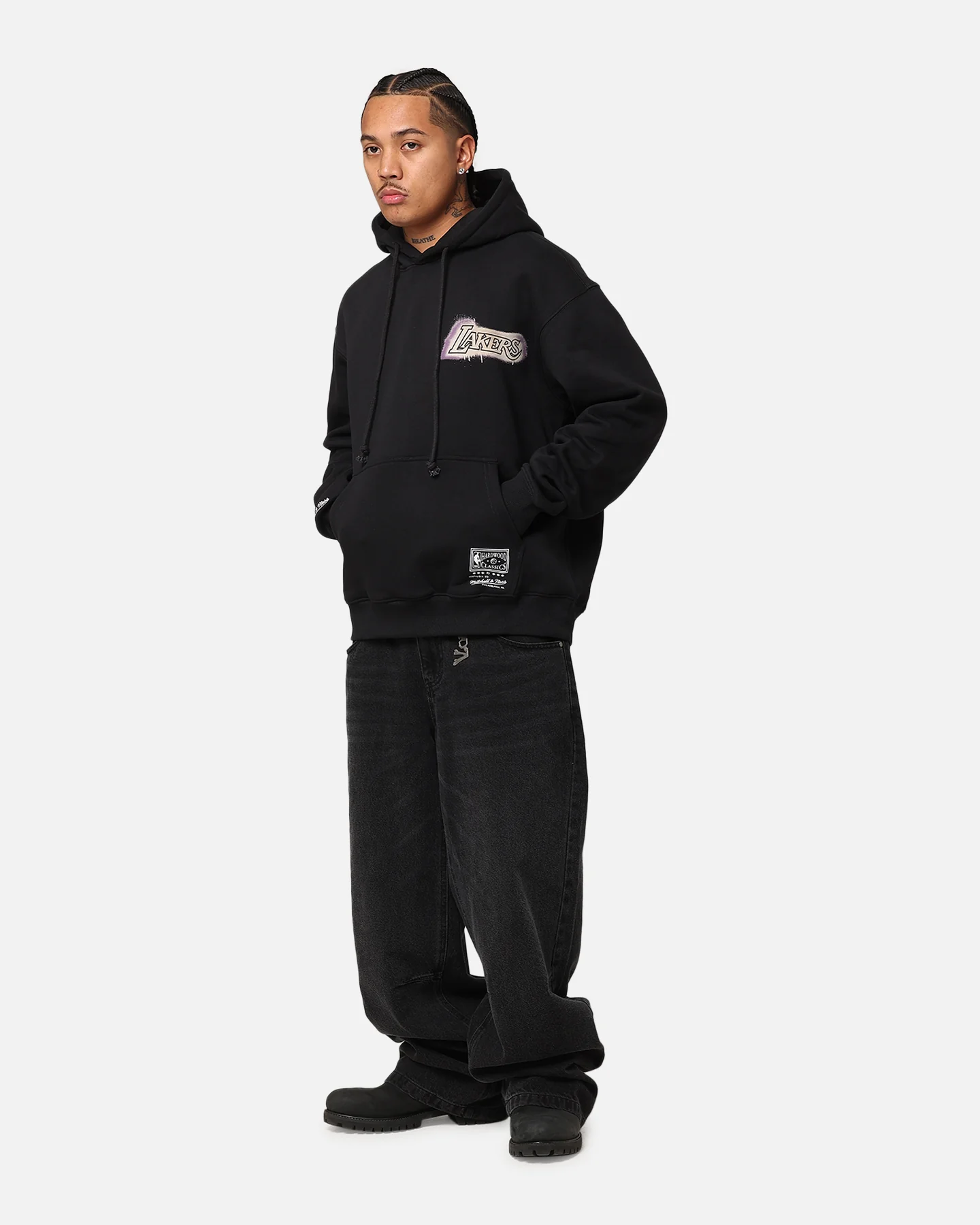 Mitchell & Ness Los Angeles Lakers Champs Graffiti Hoodie Faded Black - Image 4