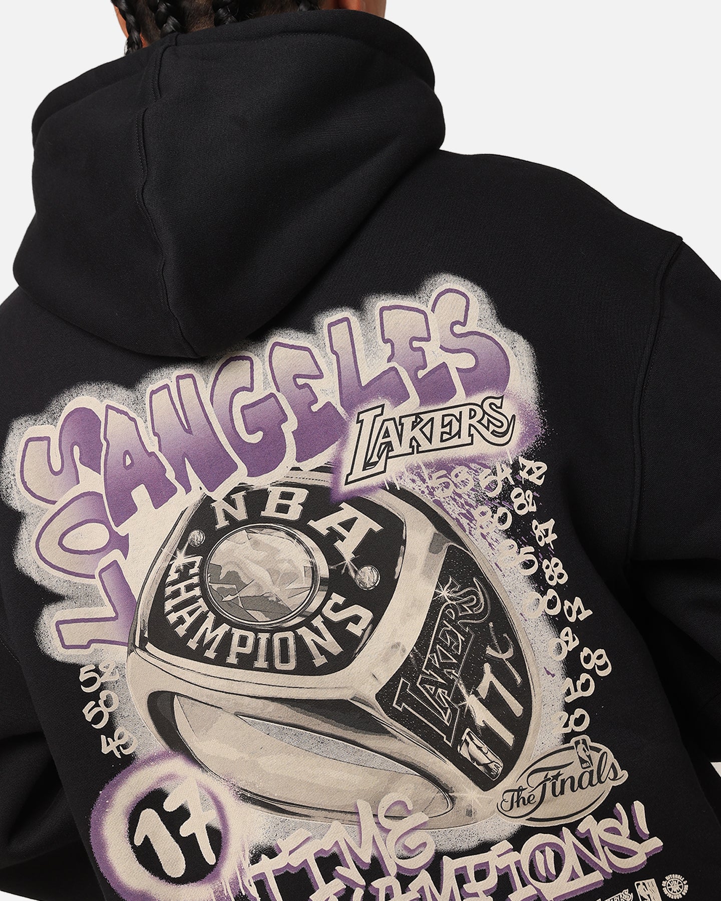 Mitchell & Ness Los Angeles Lakers Champs Graffiti Hoodie Faded Black - Image 8