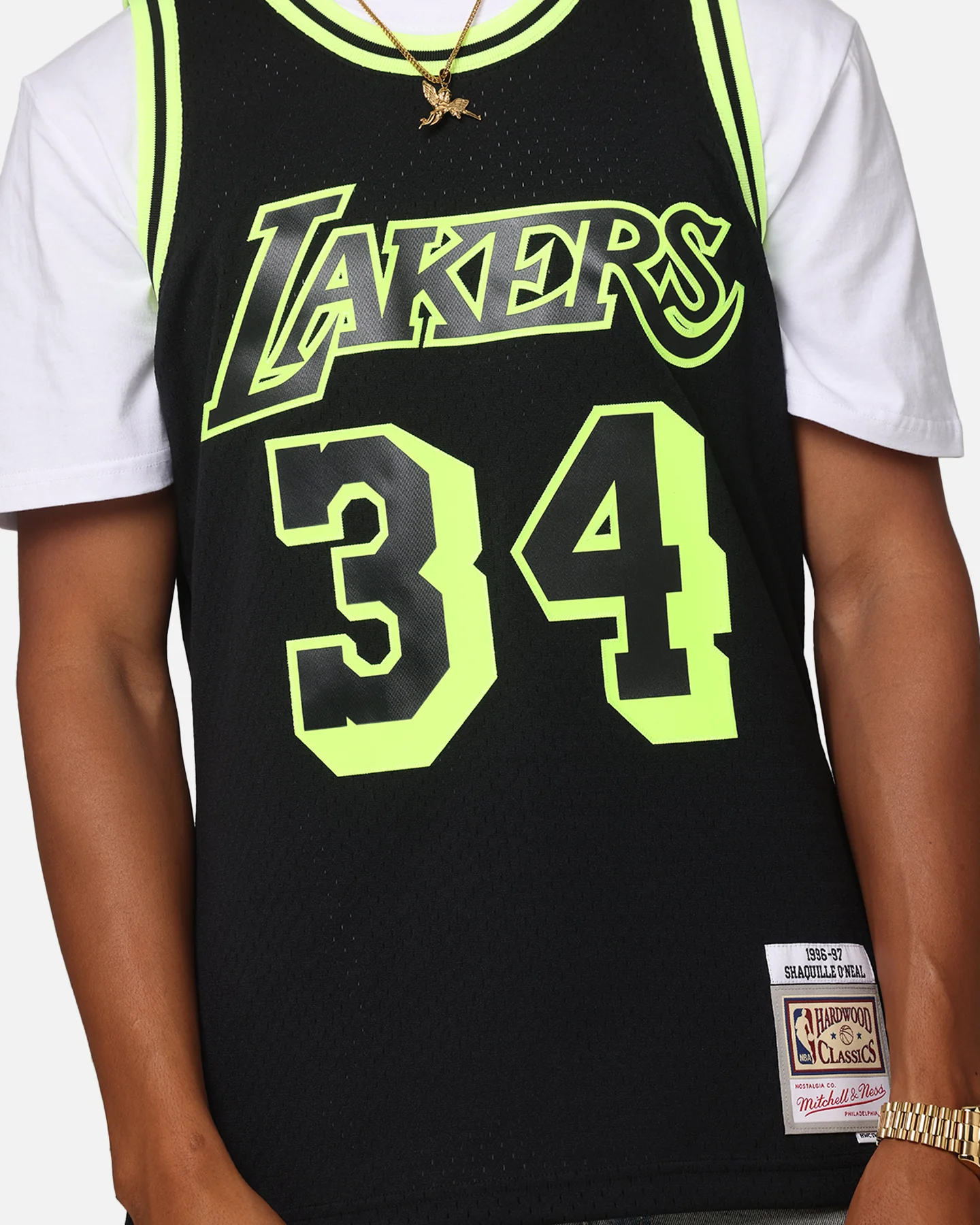 Mitchell & Ness Los Angeles Lakers Shaquille O'Neal 'Volt' 1996 Swing Jersey Black/Yellow - Image 7
