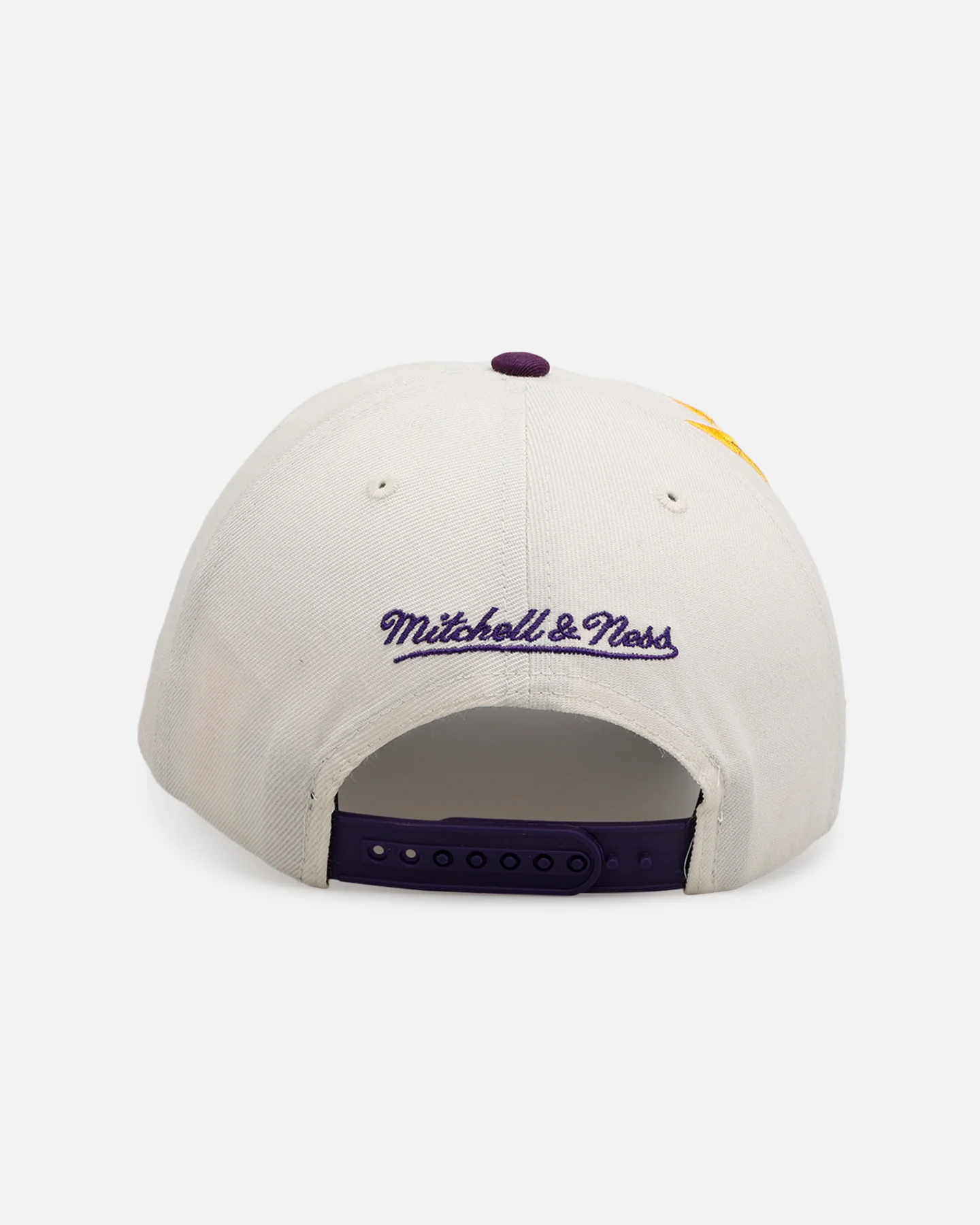 Mitchell & Ness Los Angeles Lakers 'Shark Tooth' Pro Pinch Snapback Cream/Purple - Image 2
