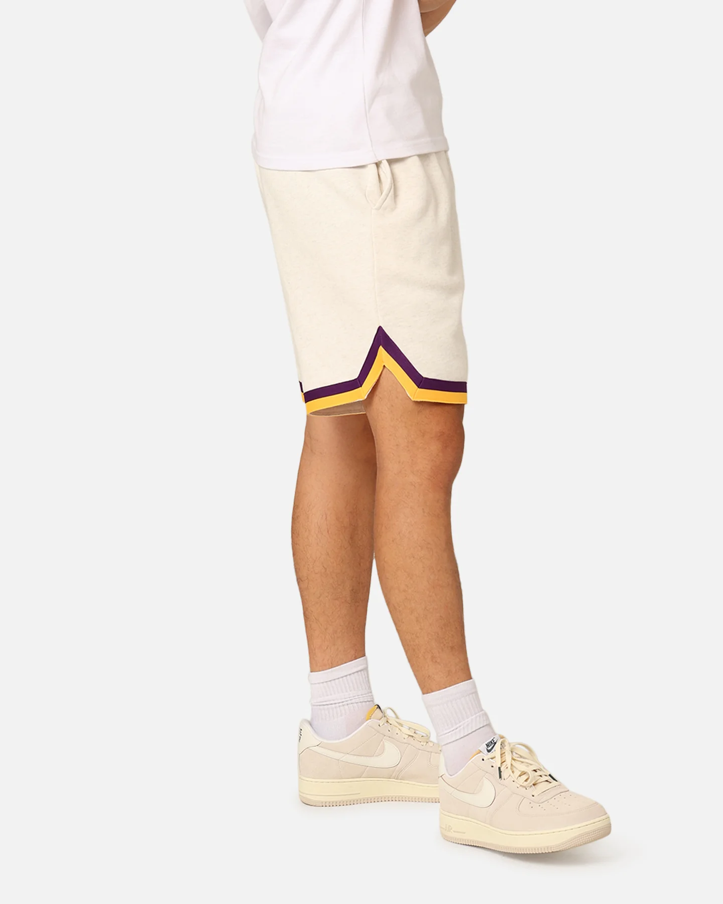 Mitchell & Ness Los Angeles Lakers Shooting Shorts White Marle - Image 5