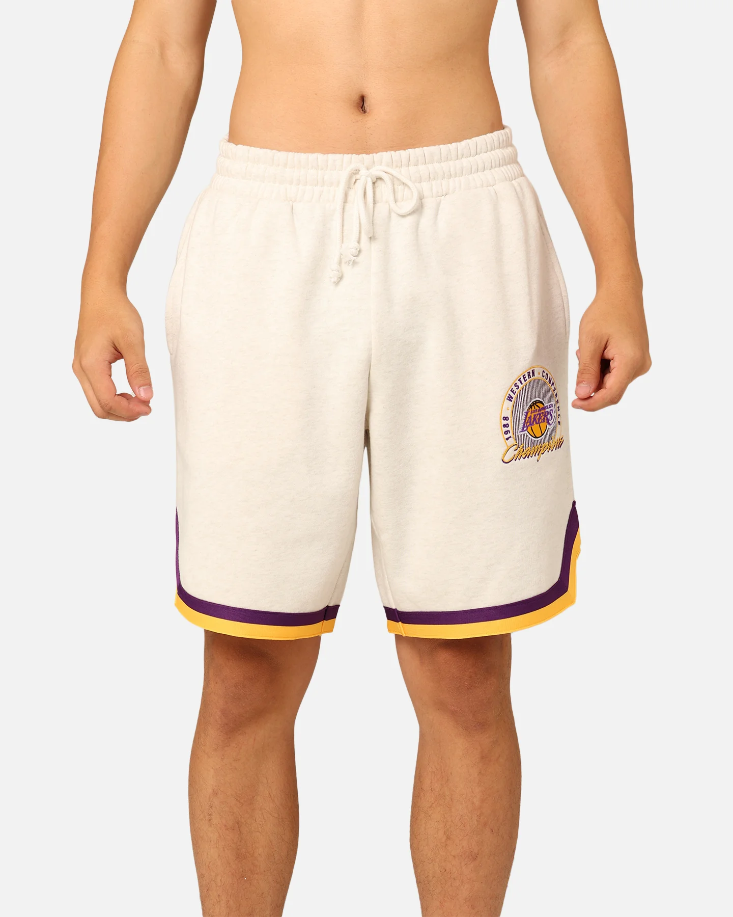 Mitchell & Ness Los Angeles Lakers Shooting Shorts White Marle - Image 7