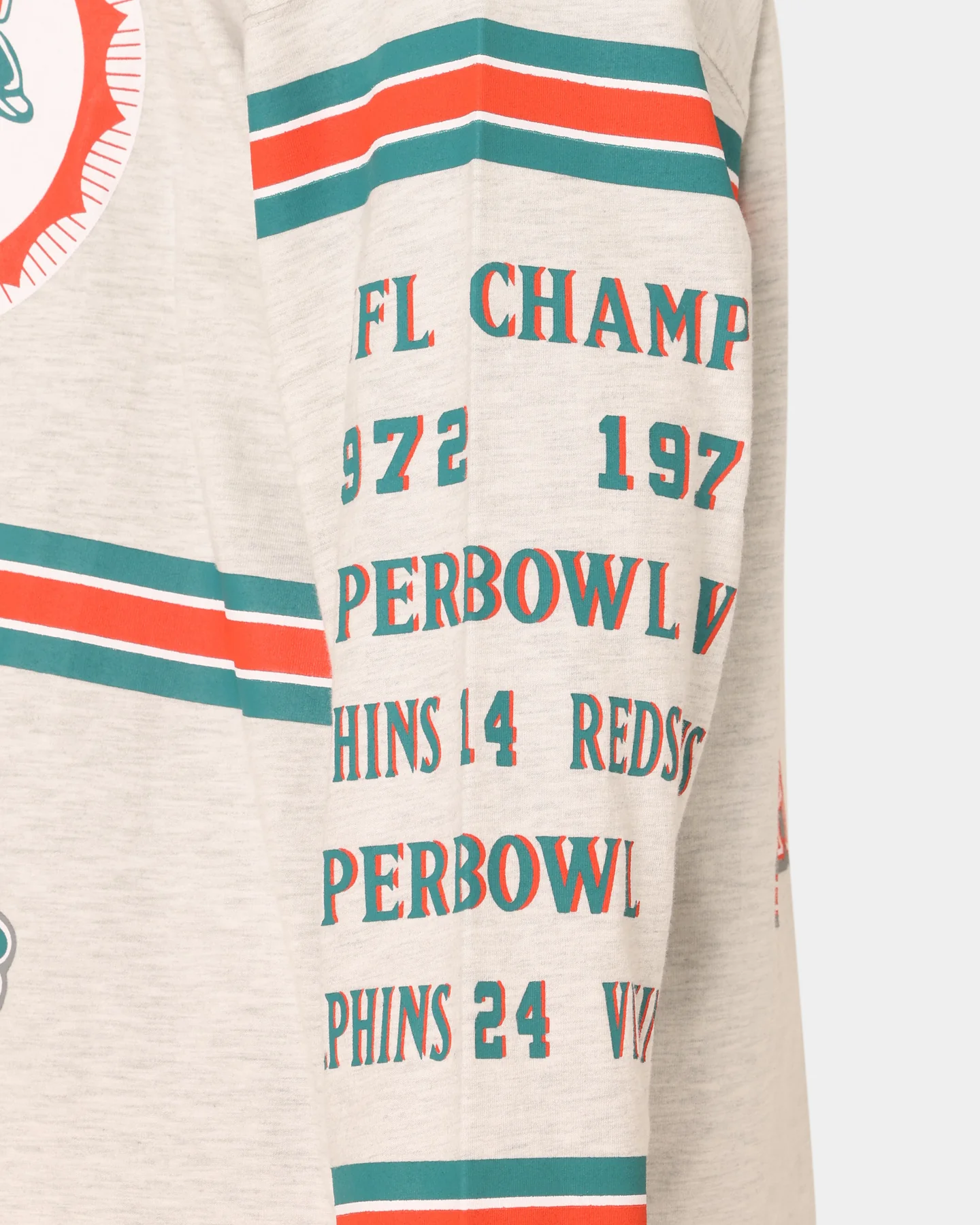 Mitchell & Ness Miami Dolphins 17-0 Long Sleeve T-Shirt White Marle - Image 8
