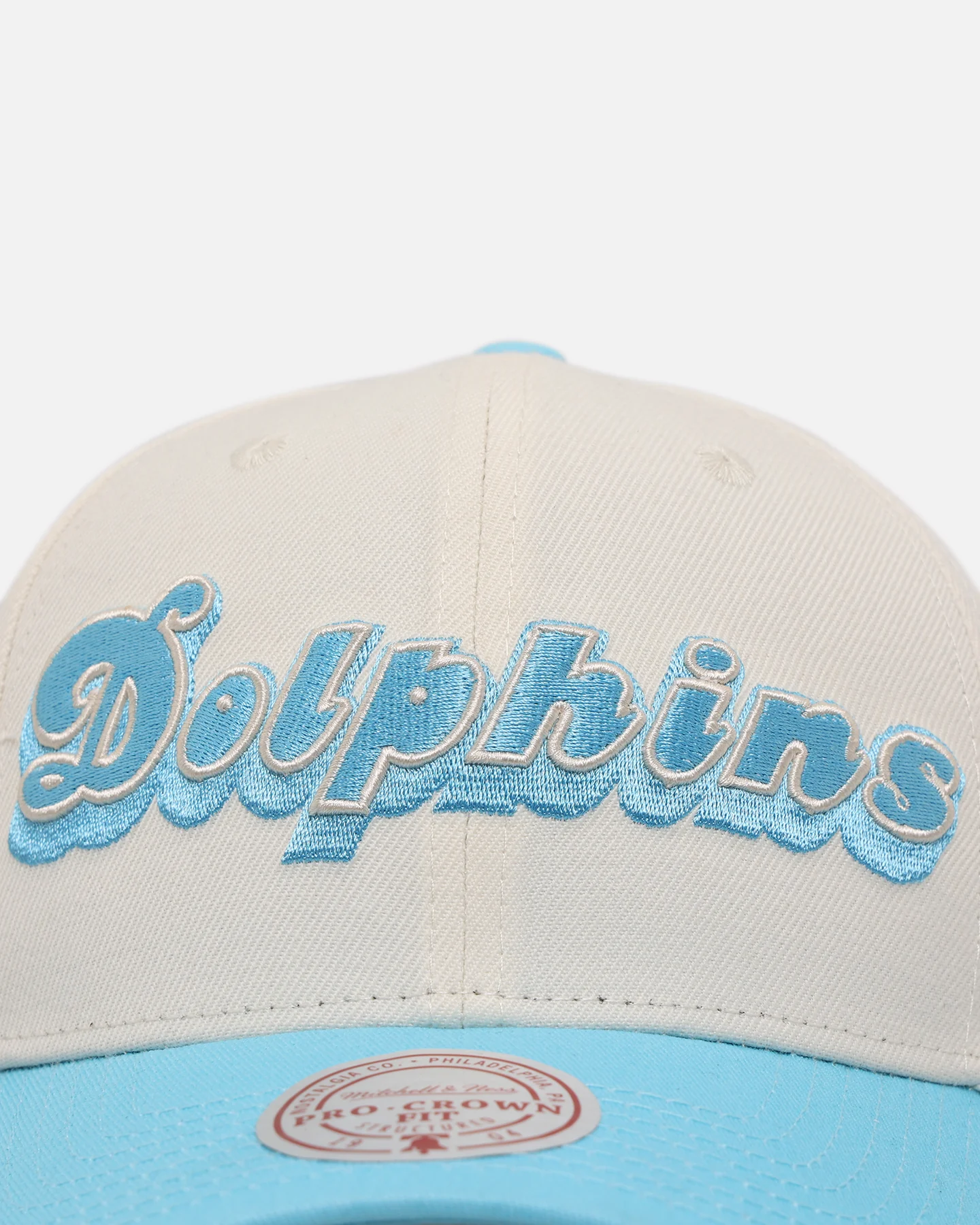Mitchell & Ness Miami Dolphins 'Sky Blue' Pro Crown Snapback White Cream/Blue - Image 5