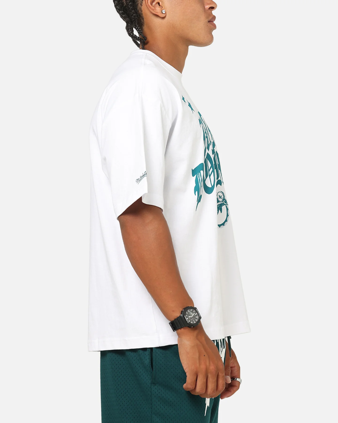 Mitchell & Ness Miami Dolphins Stars & Text Boxy T-Shirt White - Image 4
