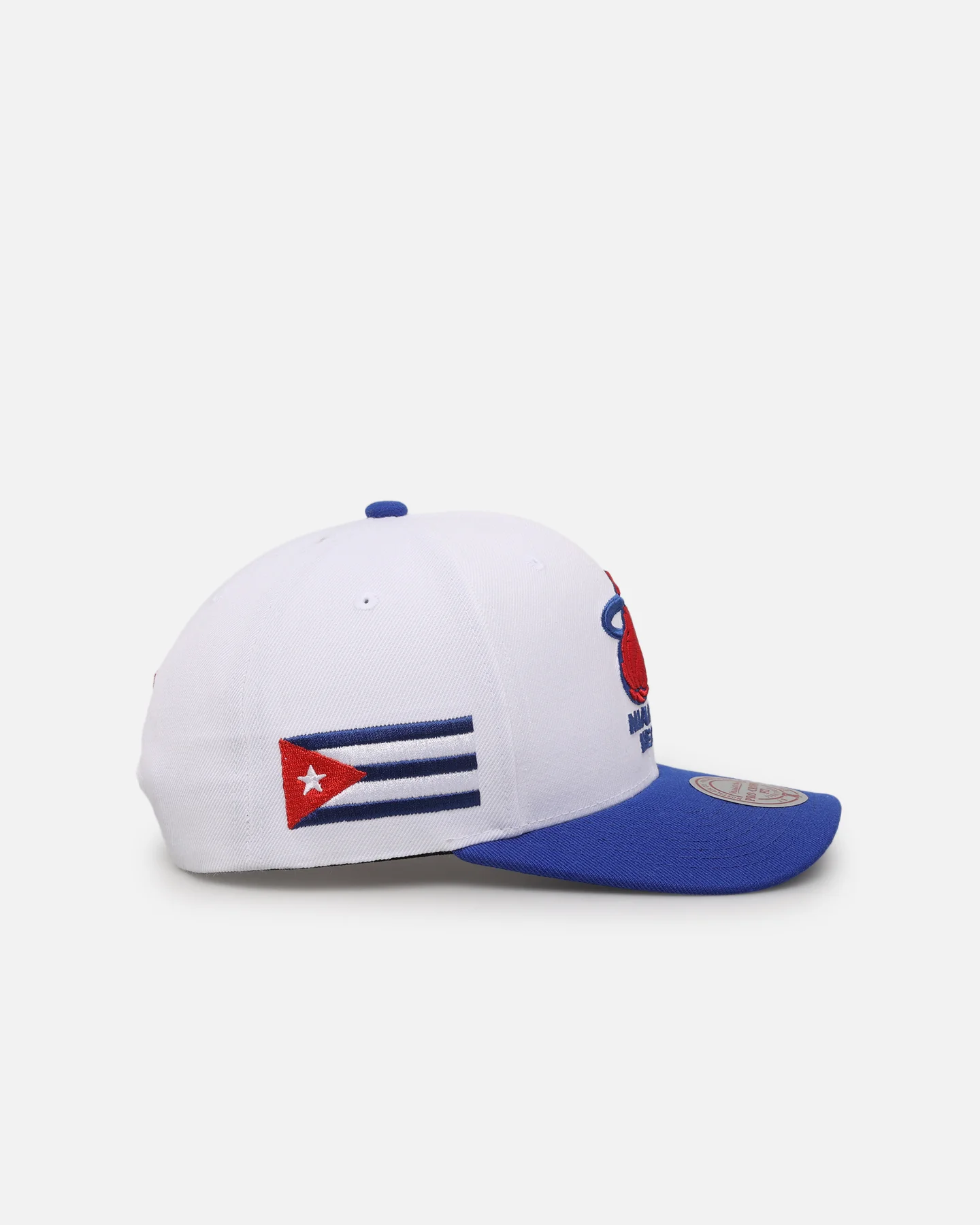 Mitchell & Ness Miami Heat 'Cuba Flag' Pro Crown Snapback White/Blue - Image 3