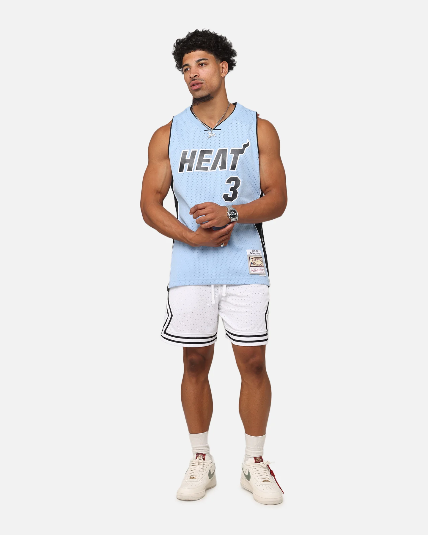 Mitchell & Ness Miami Heat Dwyane Wade 'Vapor Blue' Jersey Light Blue - Image 3