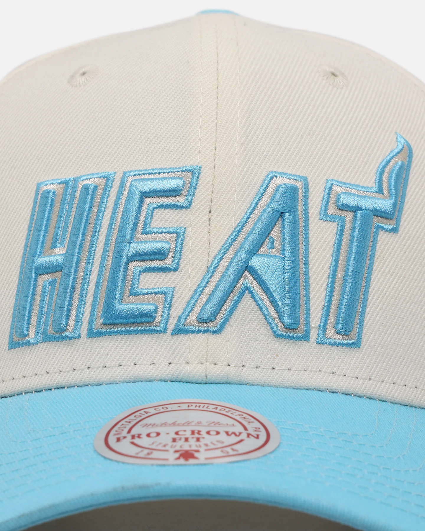 Mitchell & Ness Miami Heat 'Sky Blue' Pro Crown Snapback White Cream/Blue - Image 5