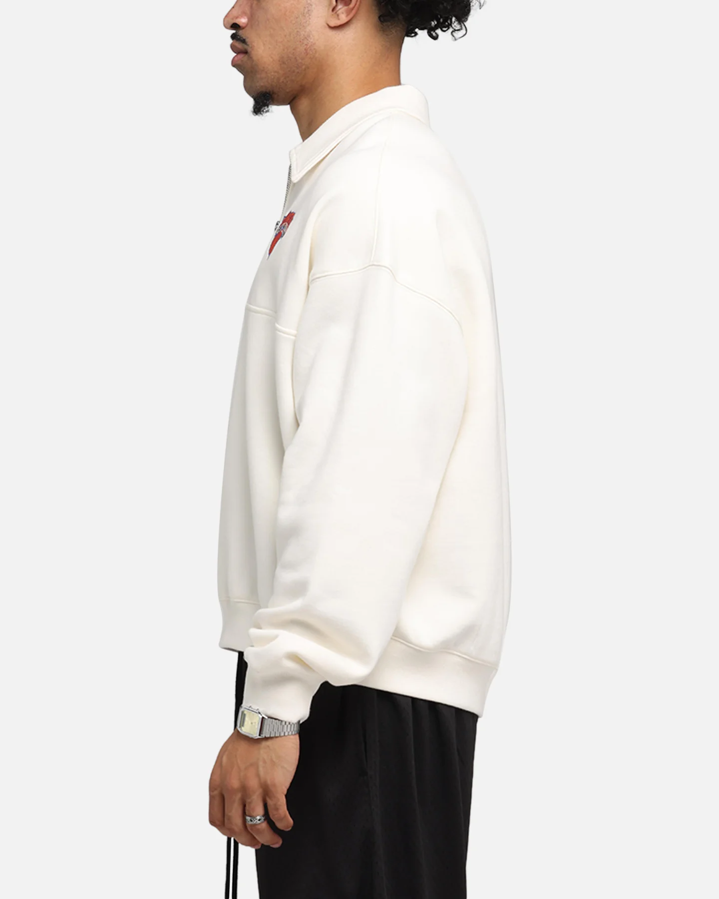 Mitchell & Ness New York Knicks Boxy Quarter Zip Crewneck Egret - Image 5