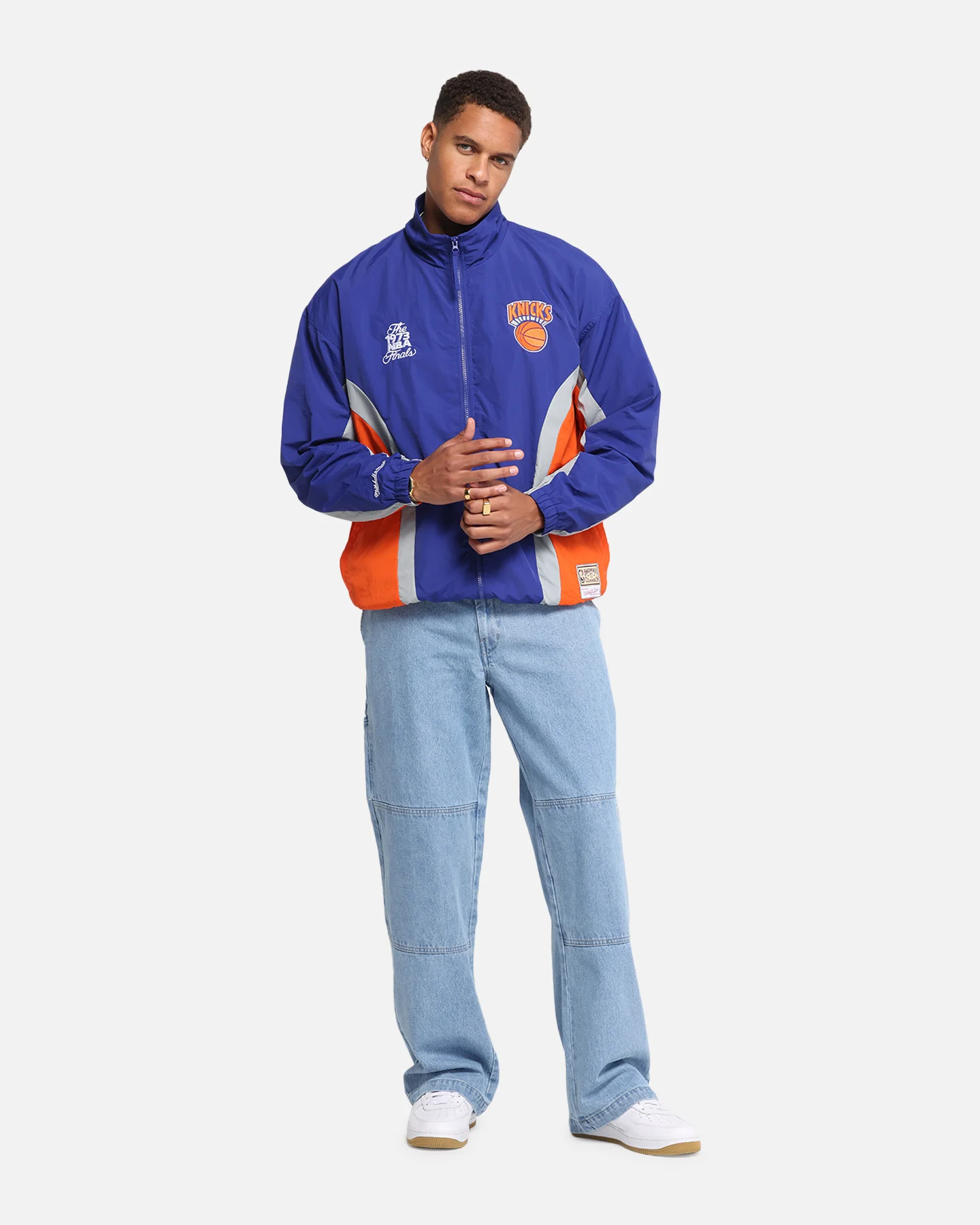 Mitchell & Ness New York Knicks Nylon Track Jacket Blue/Orange - Image 2