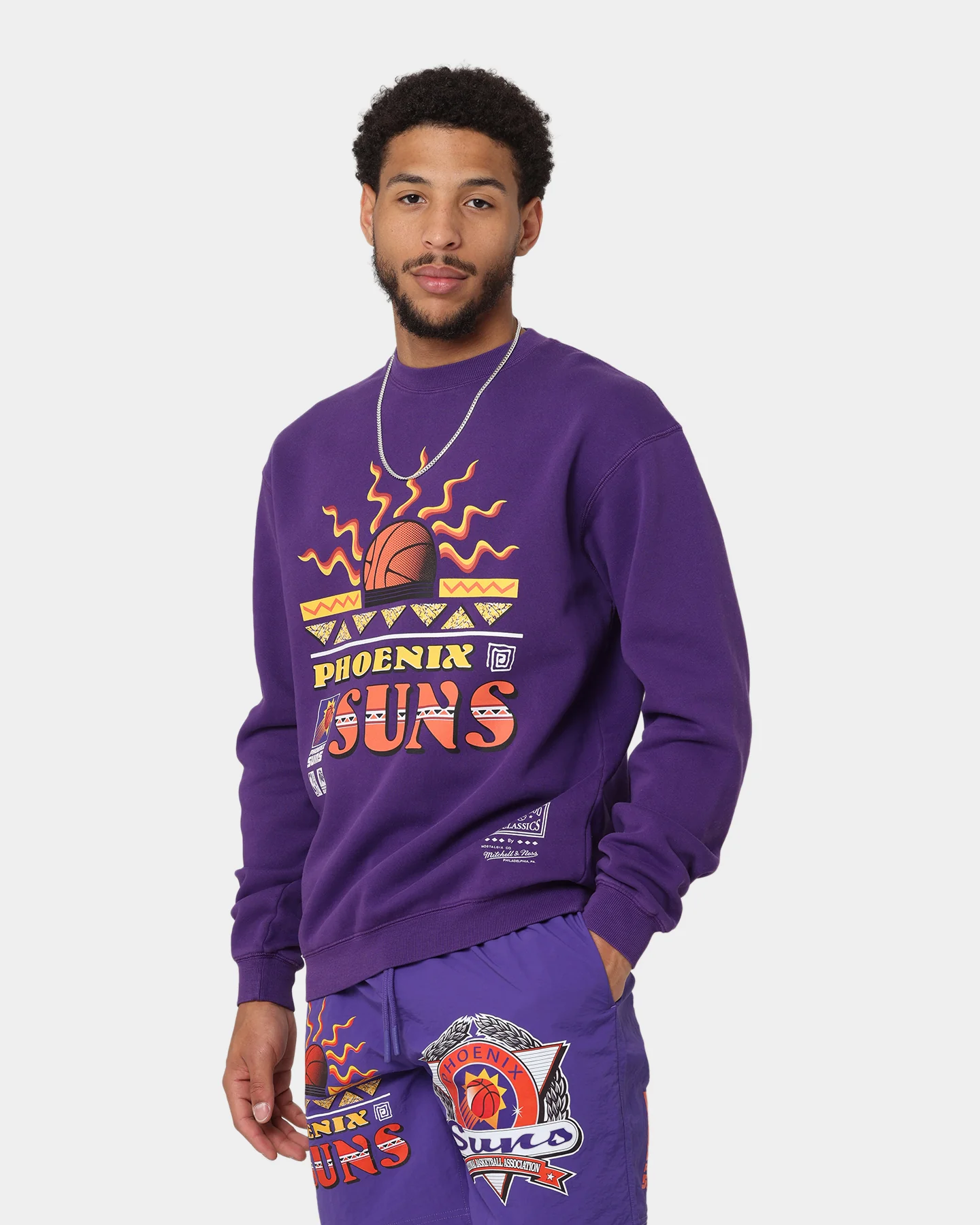 Mitchell & Ness Phoenix Suns Rays Crewneck Faded Purple - Image 6