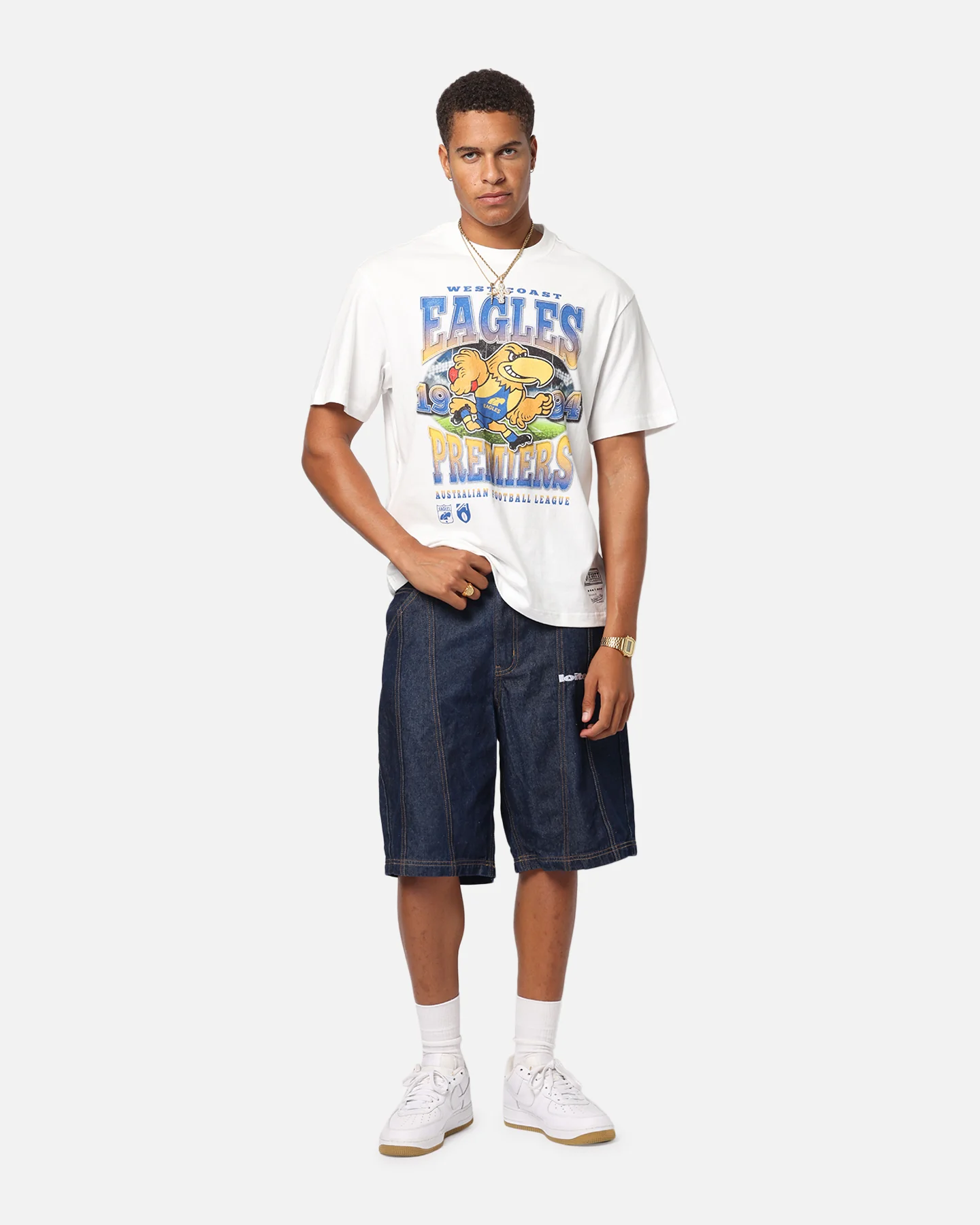 Mitchell & Ness West Coast Eagles  Mascot T-Shirt Vintage White - Image 2