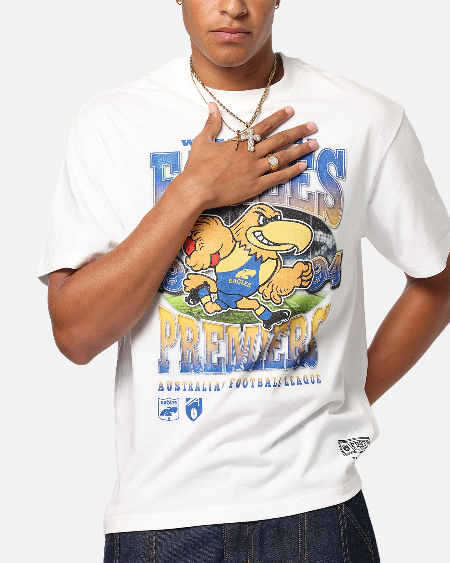 Mitchell & Ness West Coast Eagles  Mascot T-Shirt Vintage White - Image 6