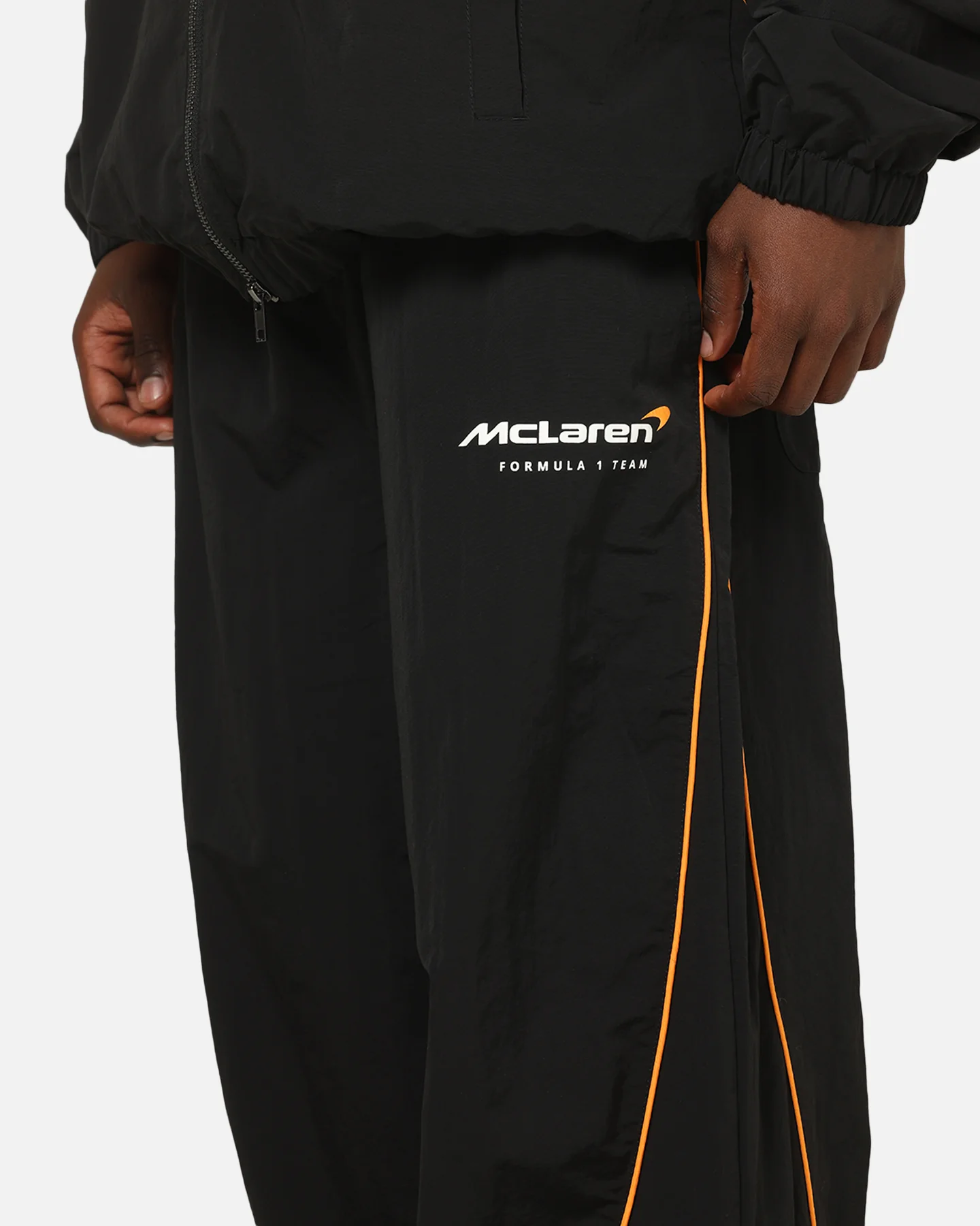 Mitchell & Ness X Mclaren Nylon Tracksuit Pants Black/Papaya - Image 3