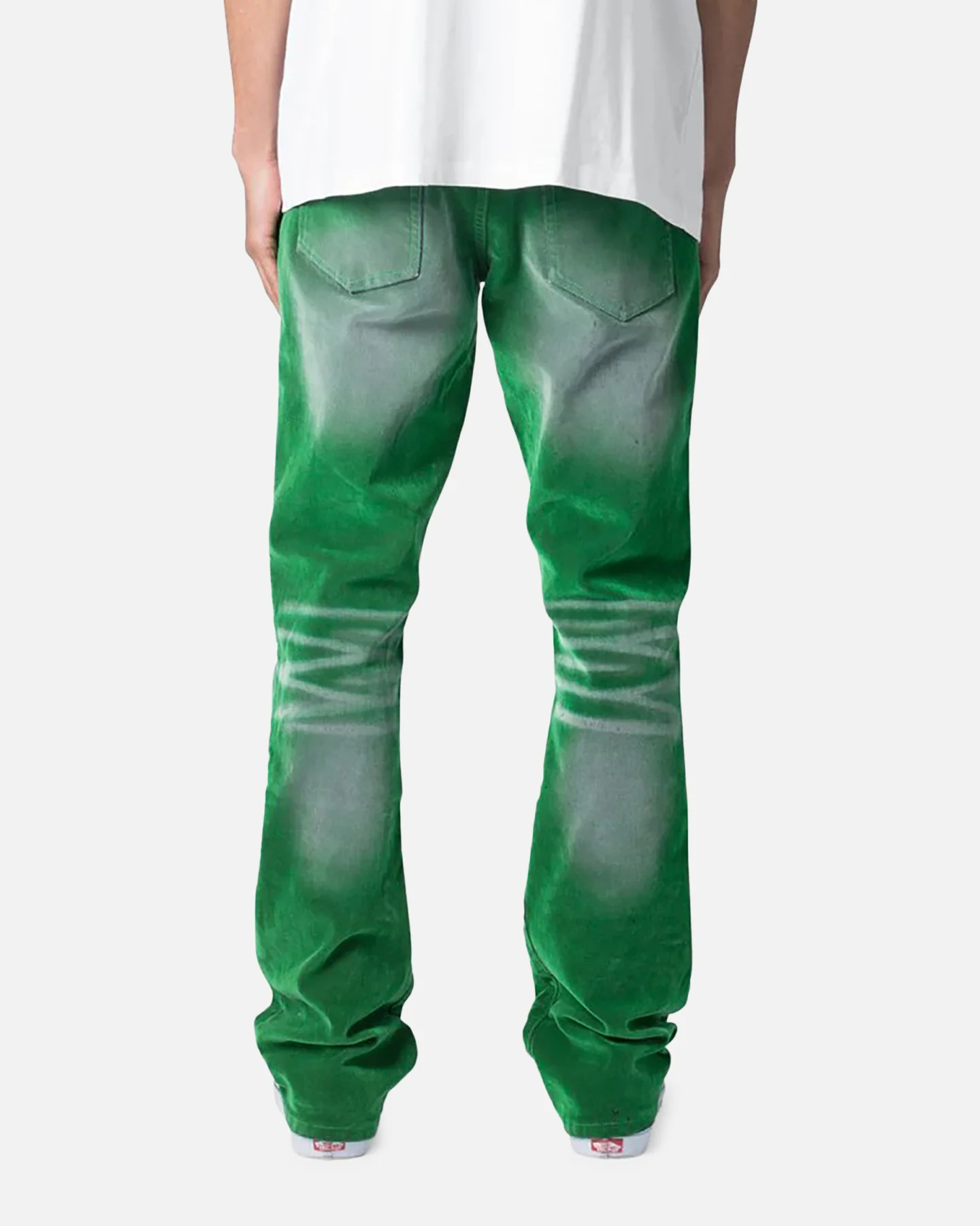 MNML B658 Gecko Suede Flare Denim Jeans Green - Image 4