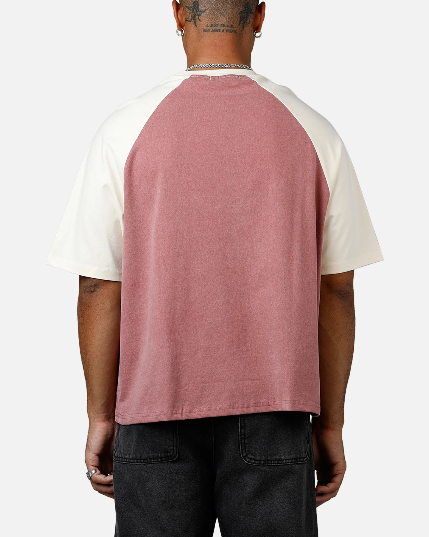 MNML Contrast Raglan T-Shirt Burgundy/Off White - Image 2