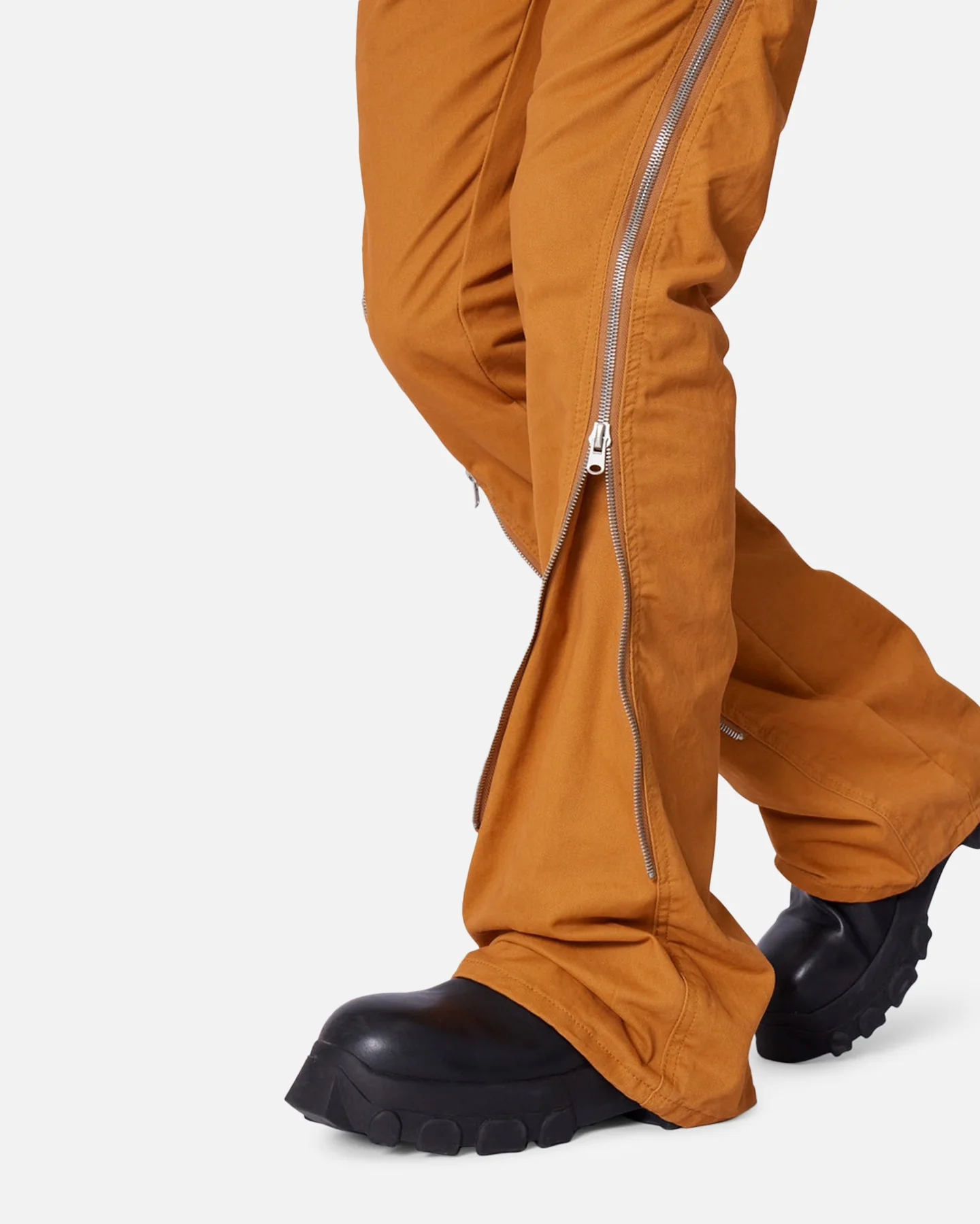 MNML D519 Zipper Flare Denim Jeans Orange - Image 6