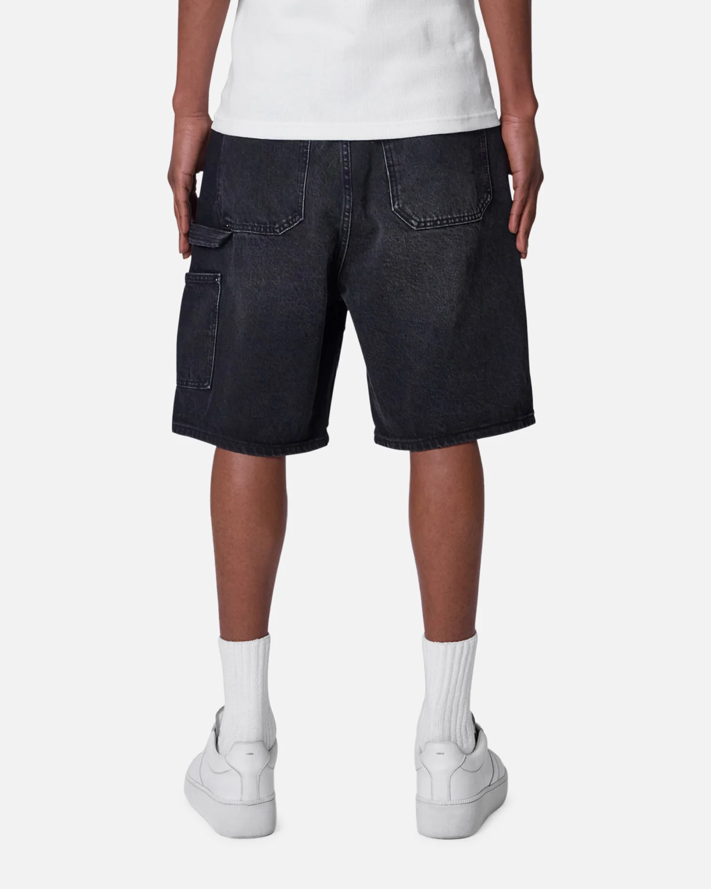 MNML Double Western Jewel Denim Shorts Washed Black - Image 4