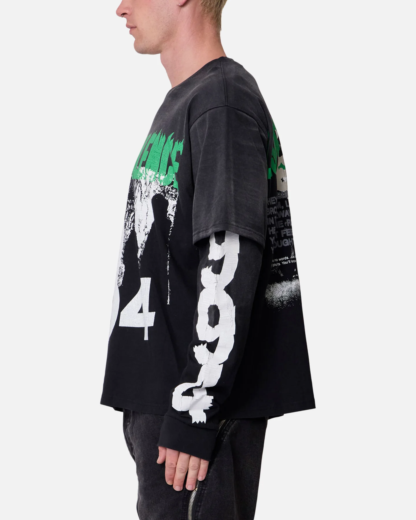 MNML Listen In Silence Long Sleeve T-Shirt Black - Image 4