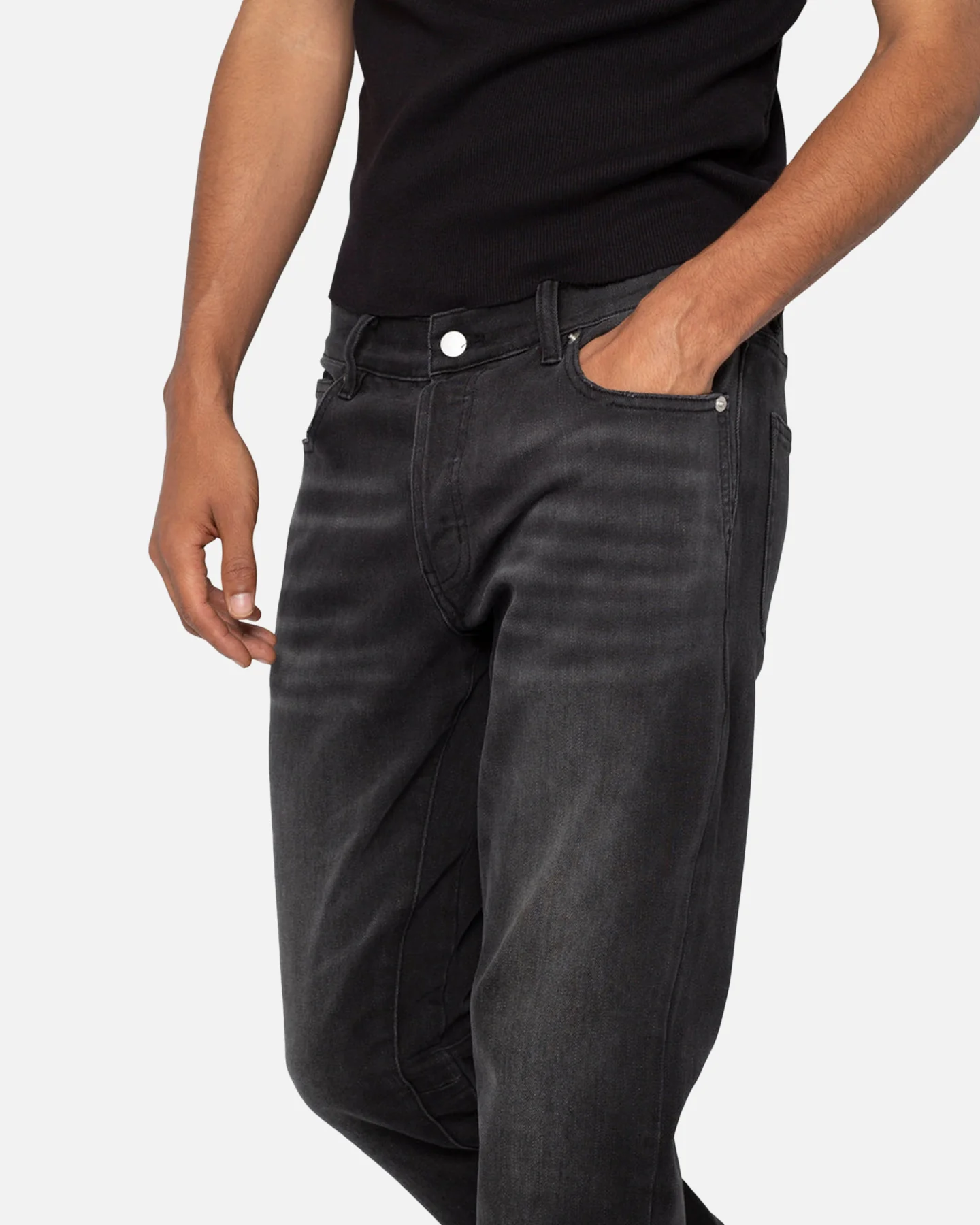 MNML M524 Slim Stacked Denim Jeans Washed Black - Image 5