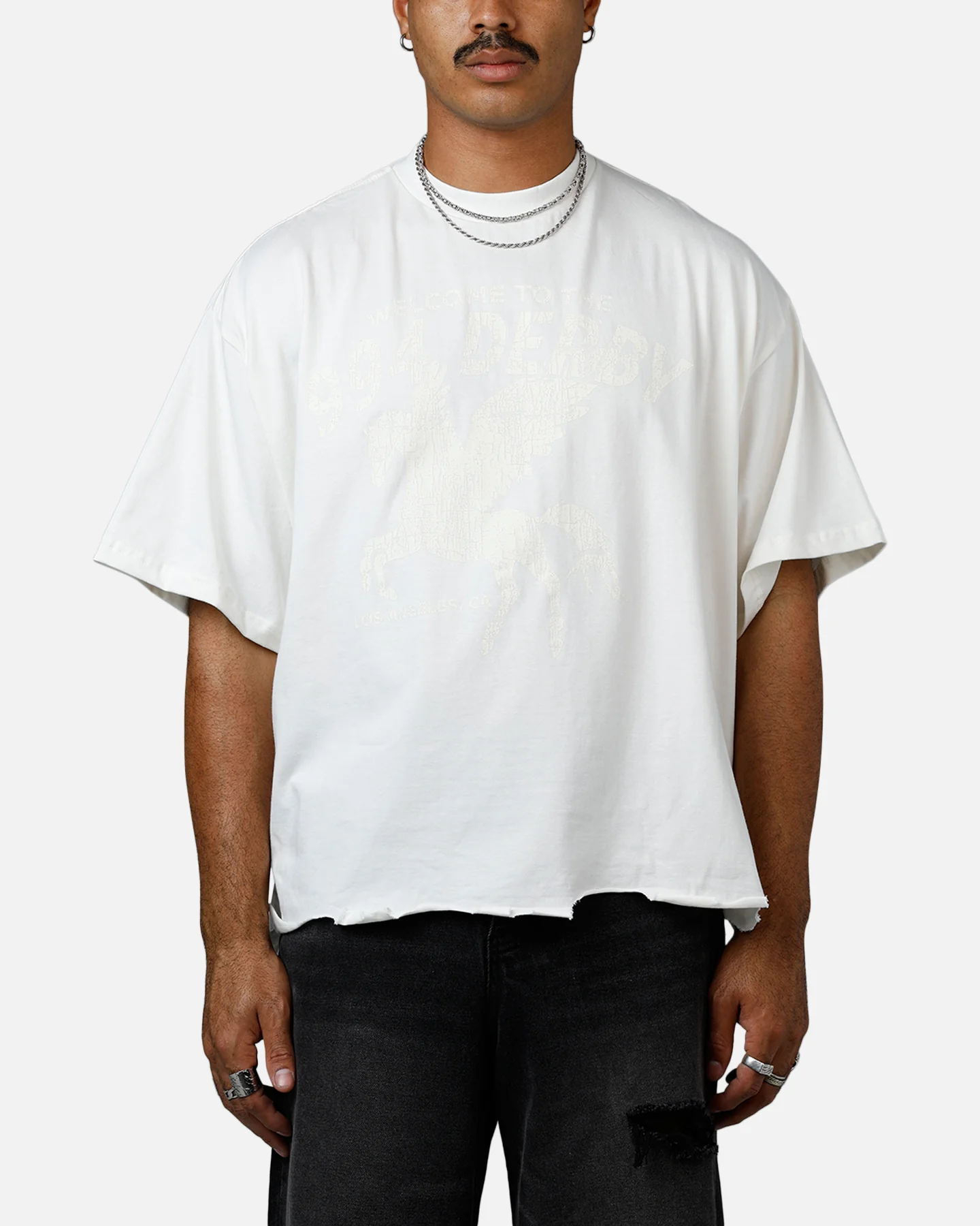 MNML Moth Eaten Cropped T-Shirt White