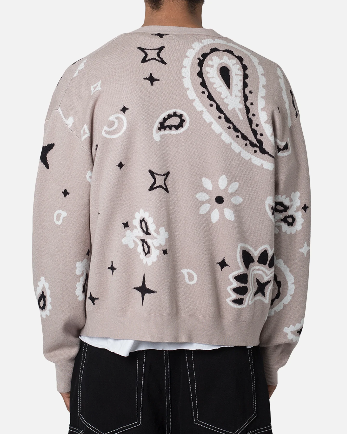 MNML Paisley Cardigan Sweater Taupe - Image 4