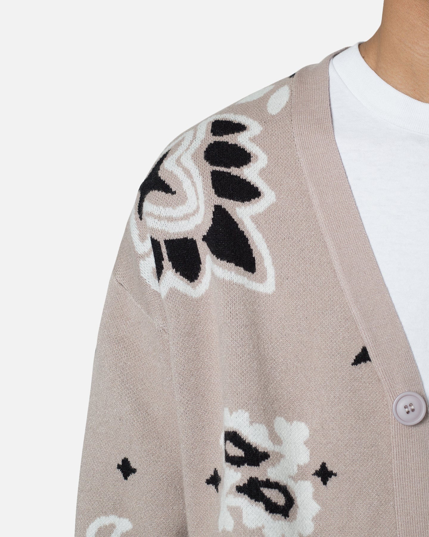 MNML Paisley Cardigan Sweater Taupe - Image 5