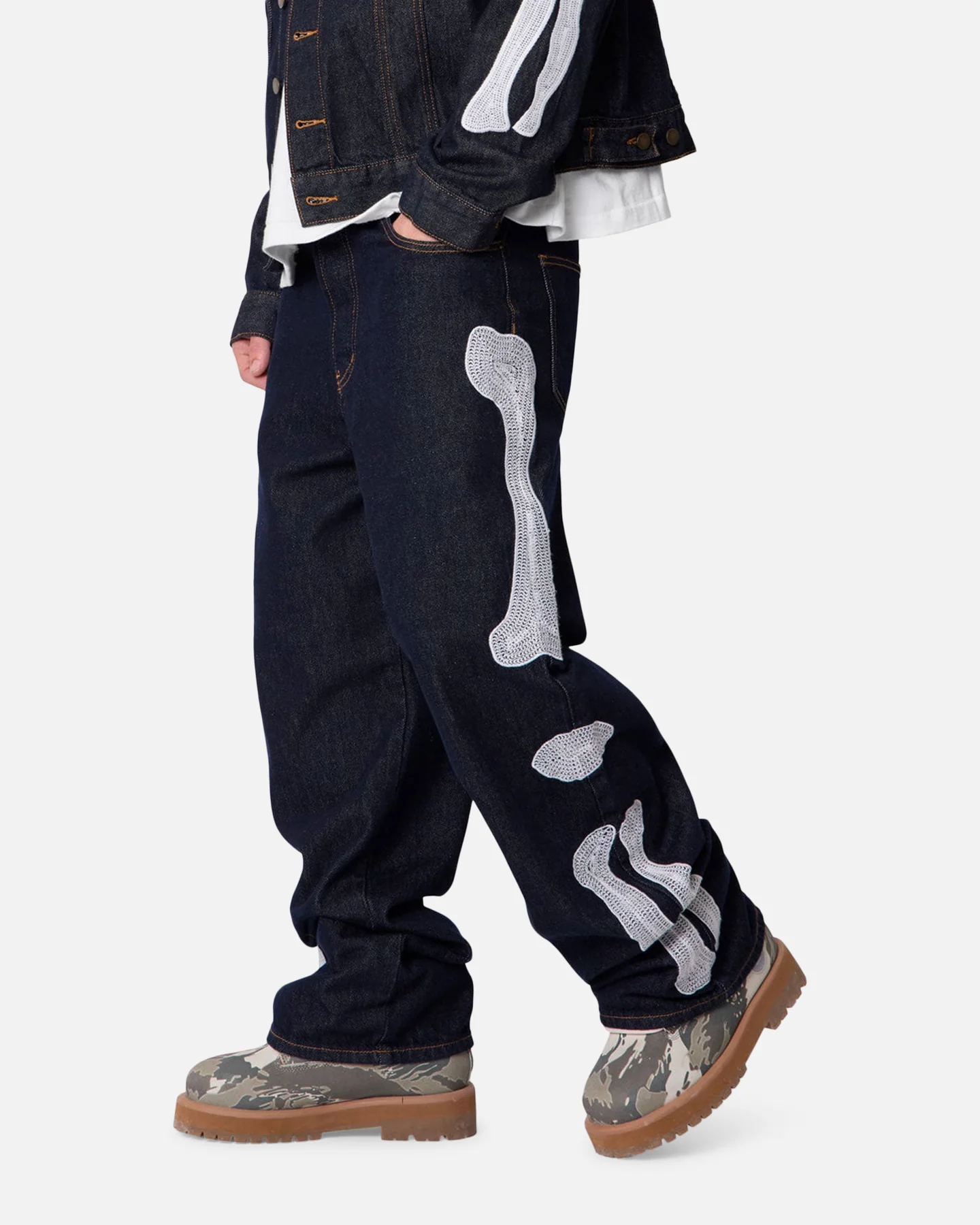 MNML Raw Skeleton Baggy Denim Jeans Rinse Indigo - Image 5
