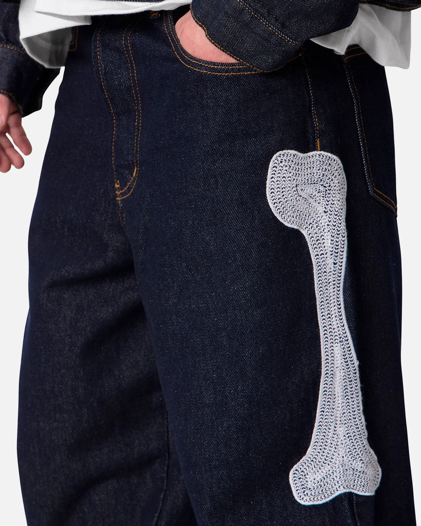MNML Raw Skeleton Baggy Denim Jeans Rinse Indigo - Image 6