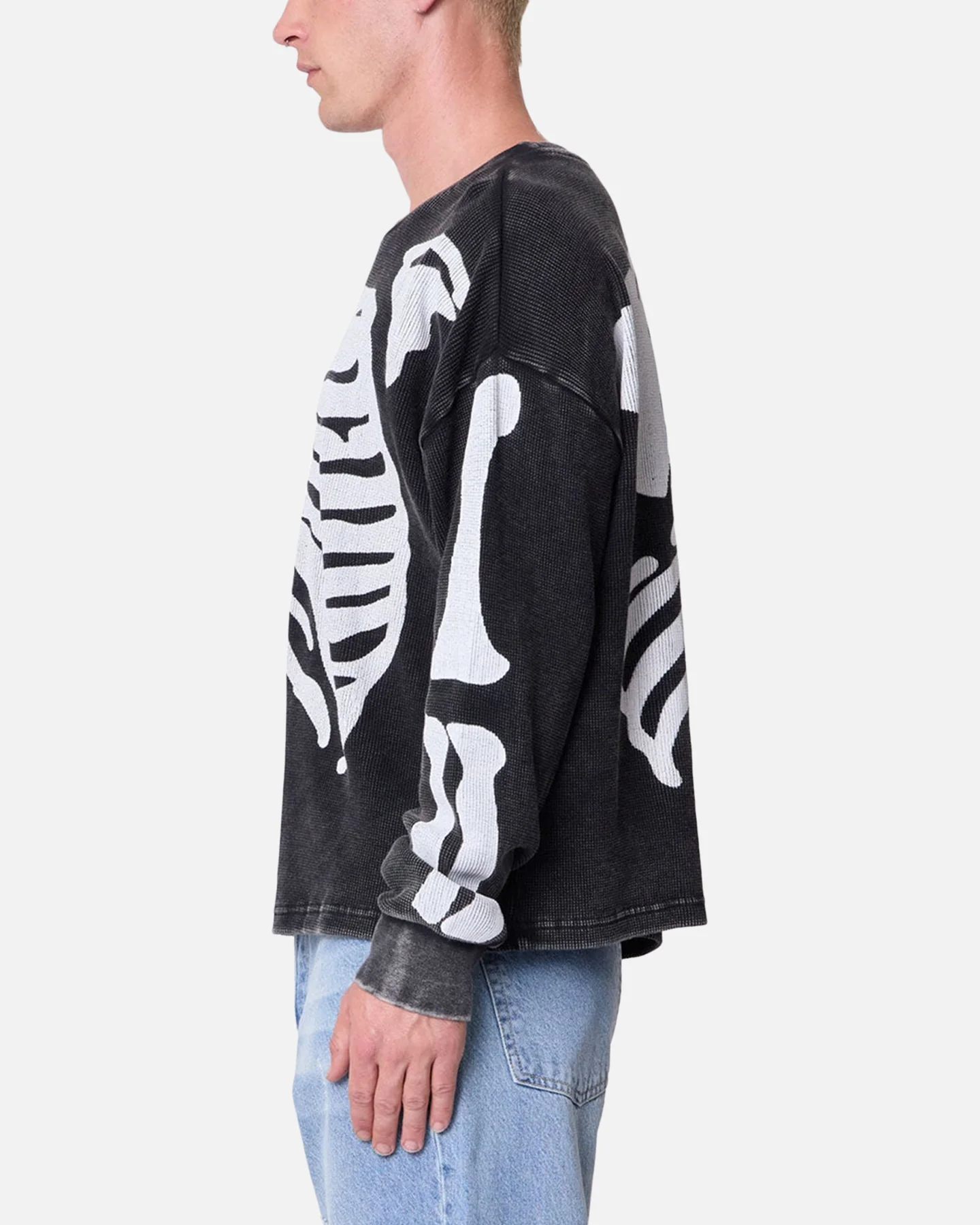 MNML Skeleton Thermal Long Sleeve Shirt Washed Black - Image 3