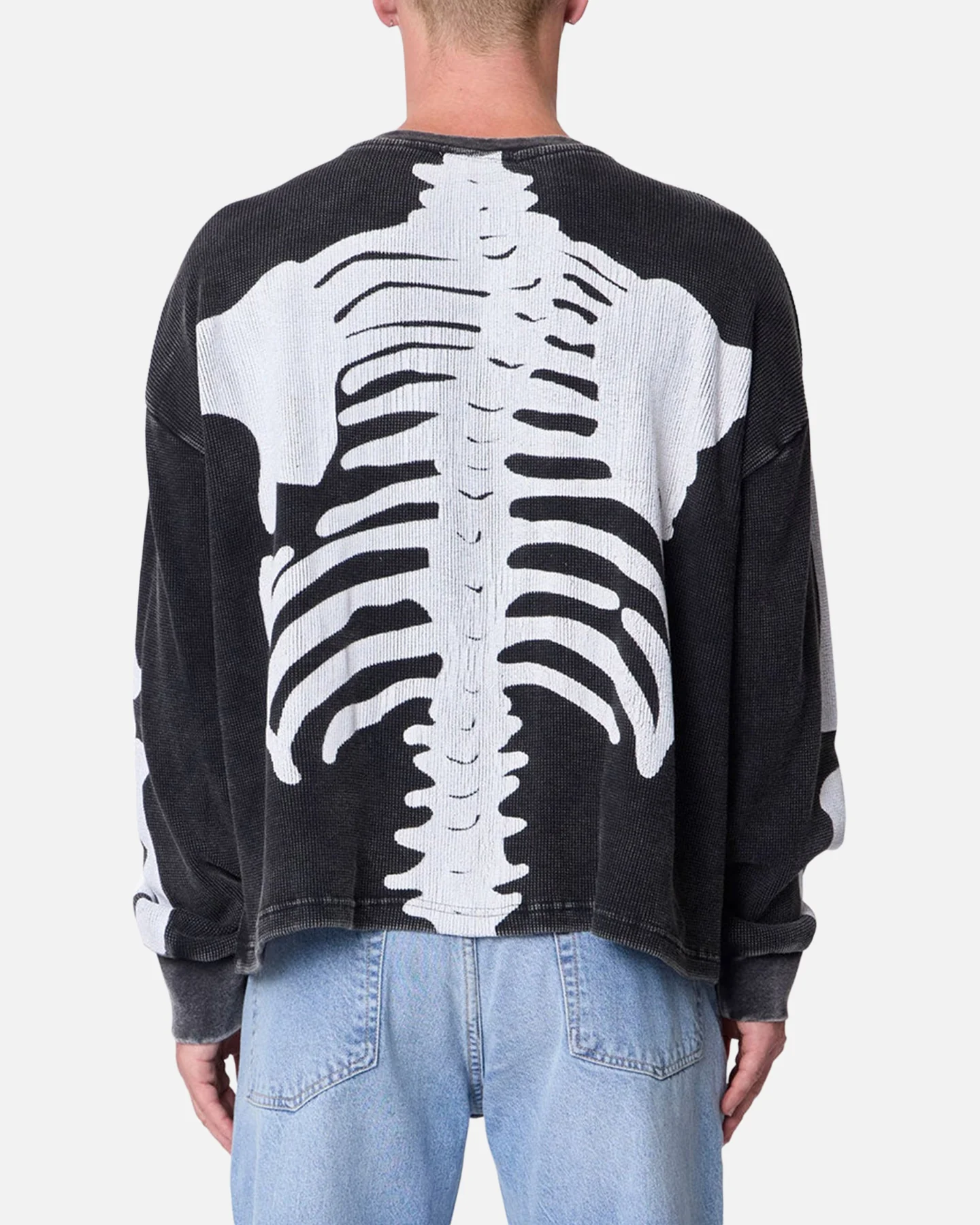 MNML Skeleton Thermal Long Sleeve Shirt Washed Black - Image 4