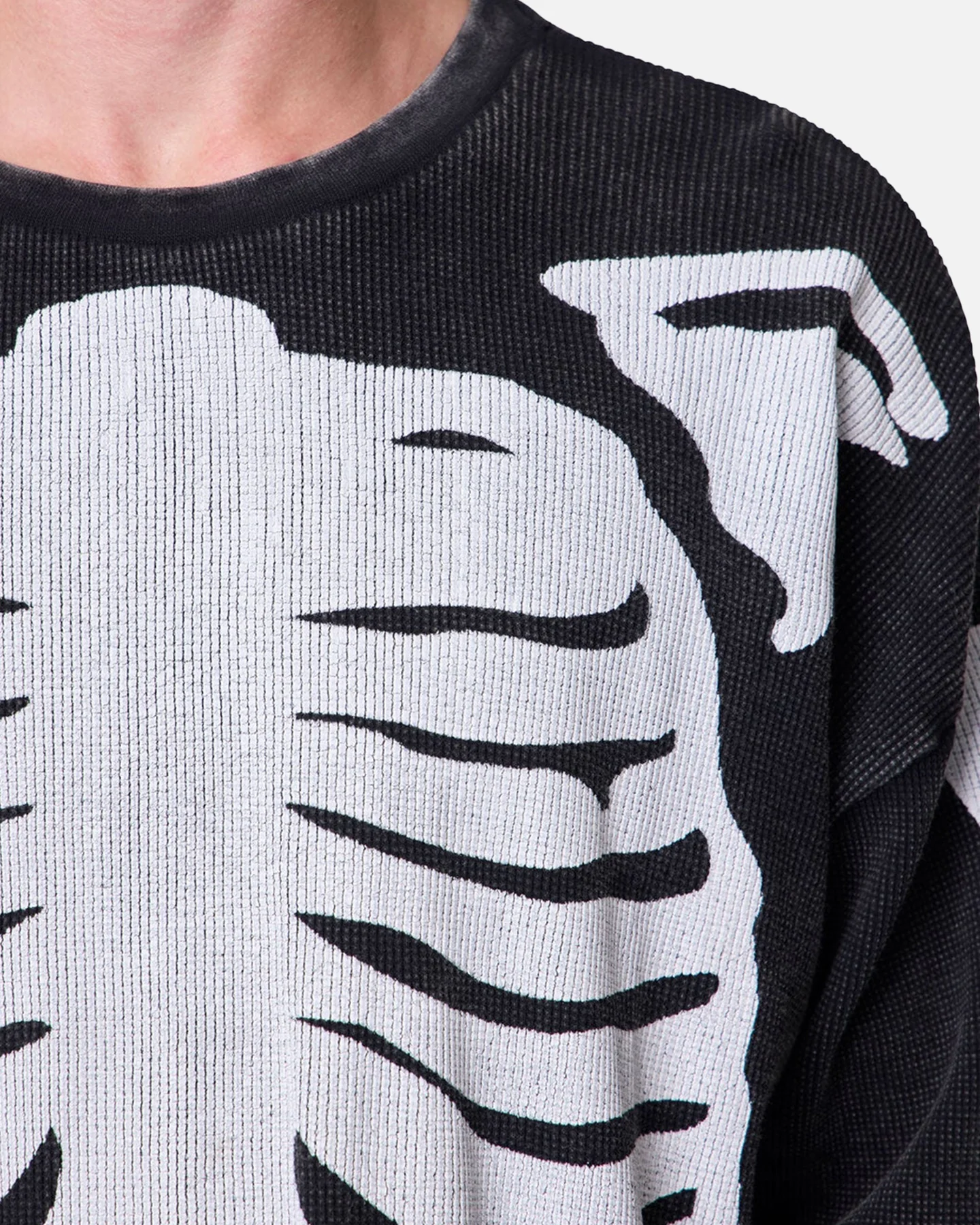 MNML Skeleton Thermal Long Sleeve Shirt Washed Black - Image 6
