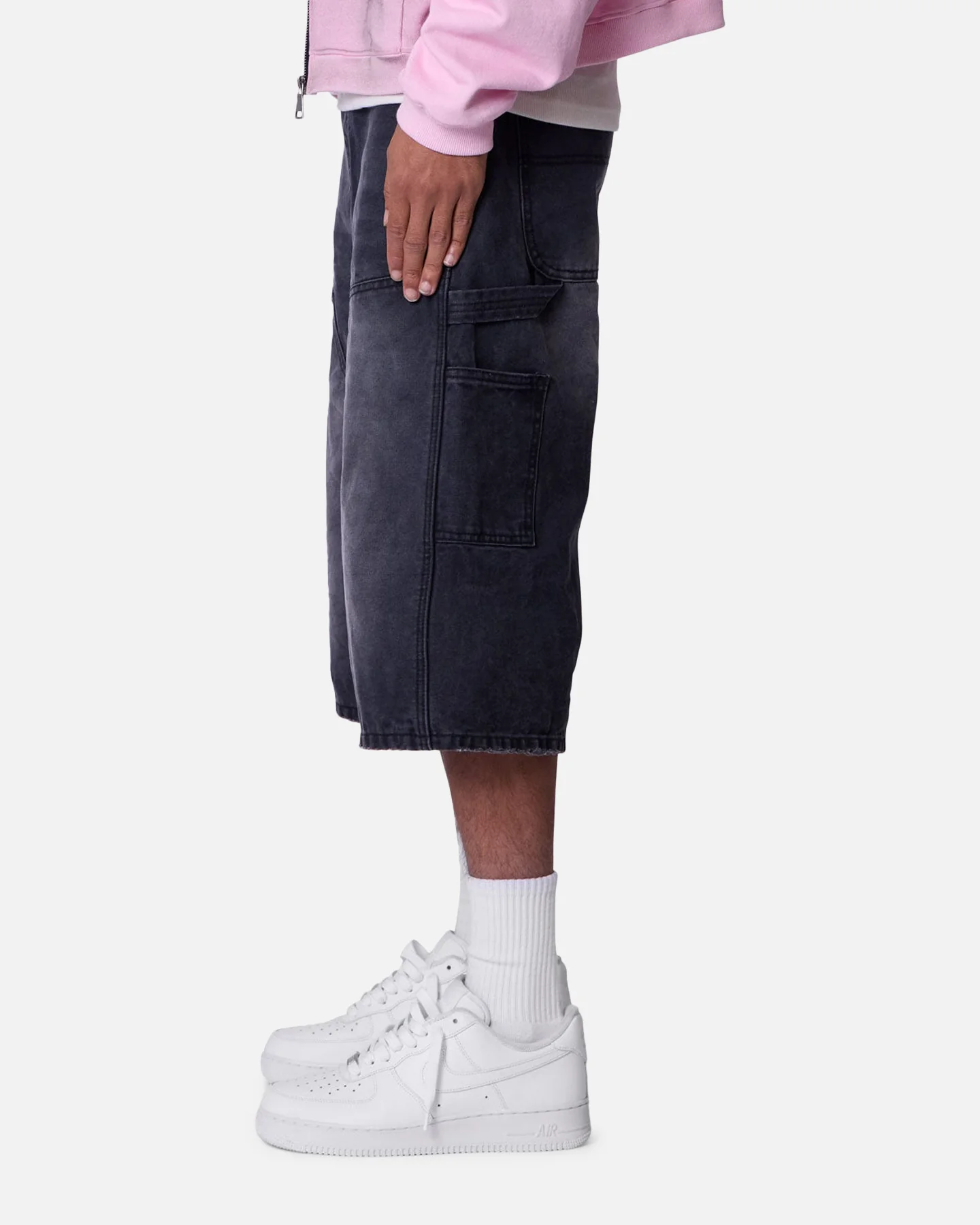 MNML Ultra Baggy Carpenter Shorts Washed Black - Image 3