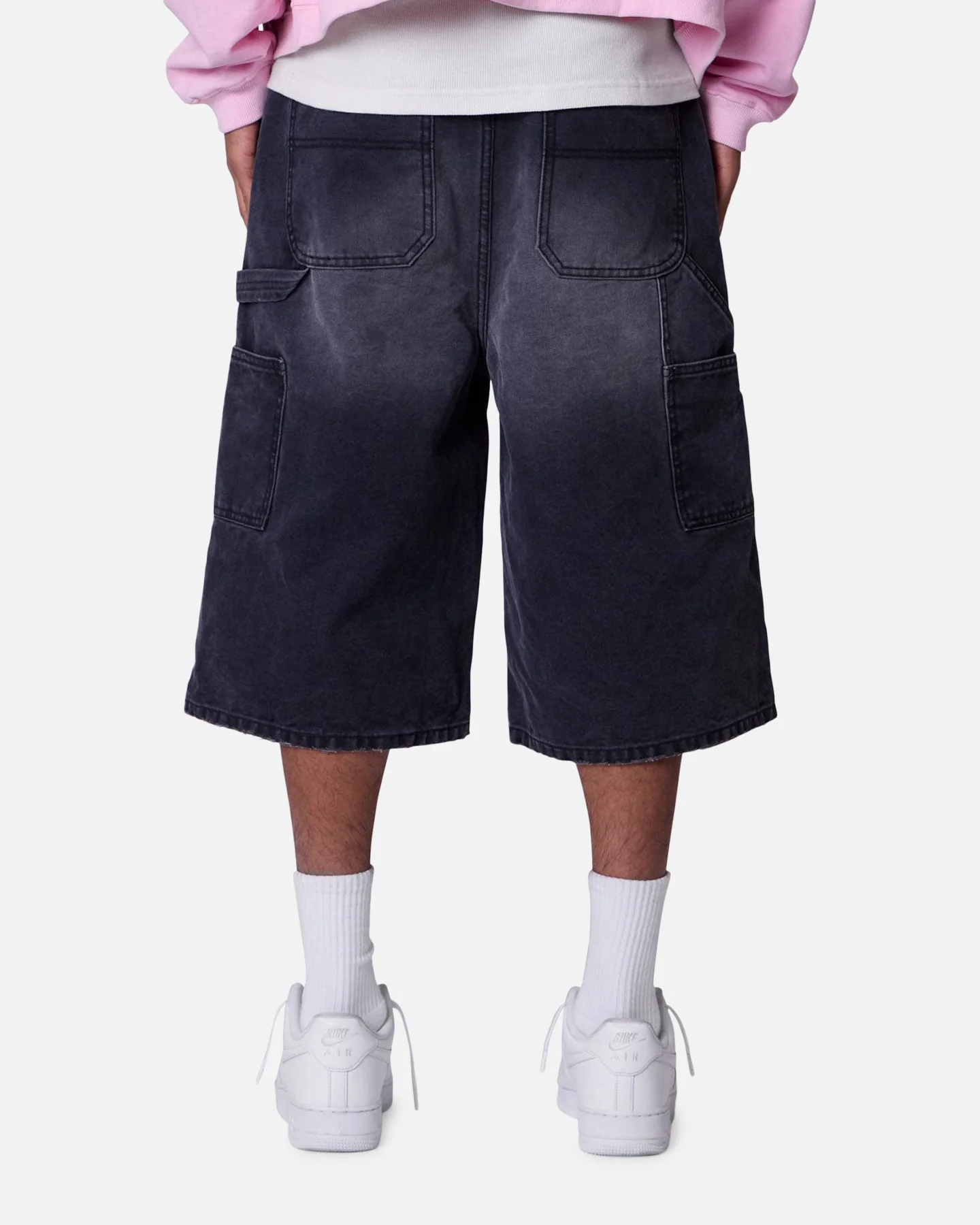 MNML Ultra Baggy Carpenter Shorts Washed Black - Image 4