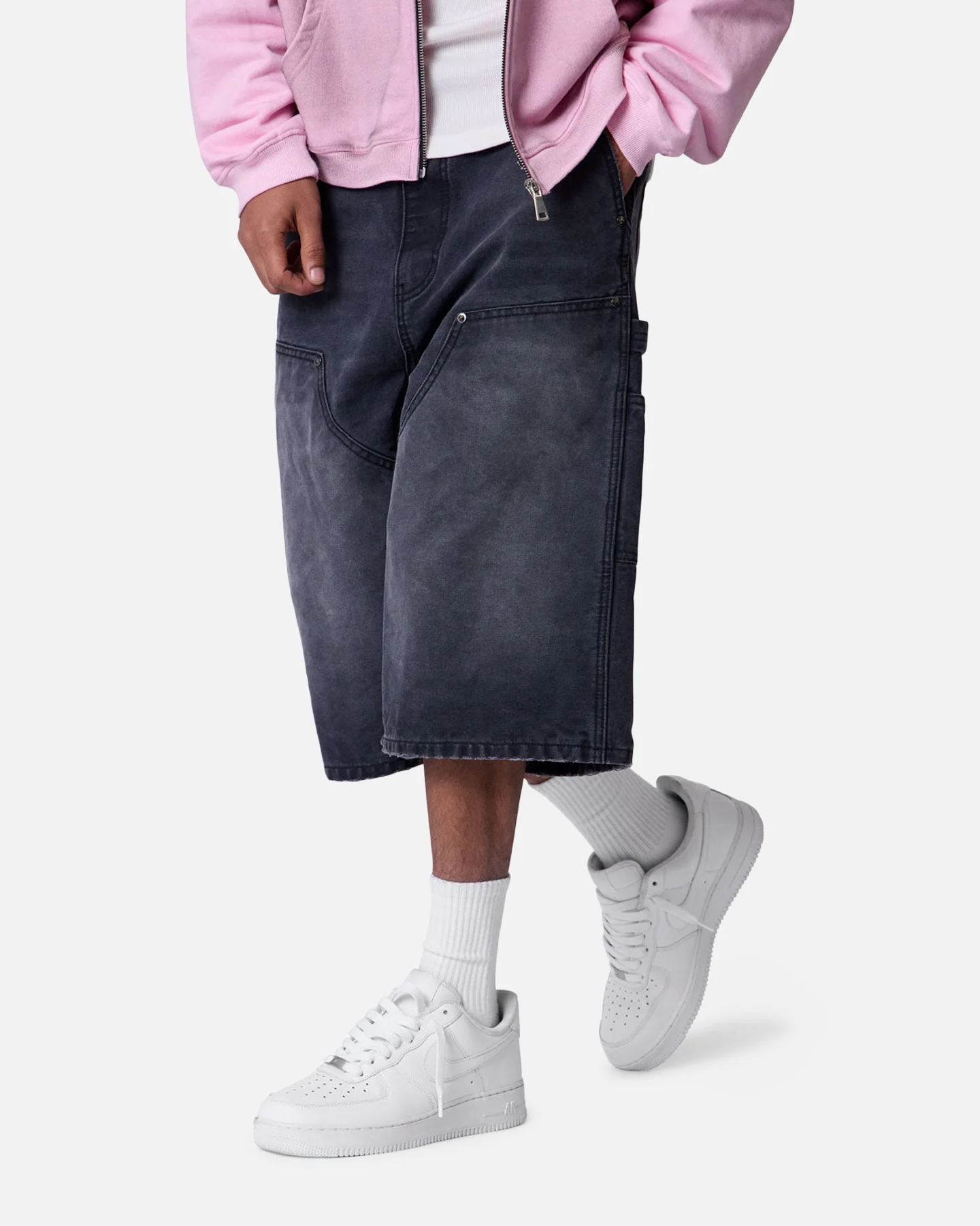 MNML Ultra Baggy Carpenter Shorts Washed Black - Image 5