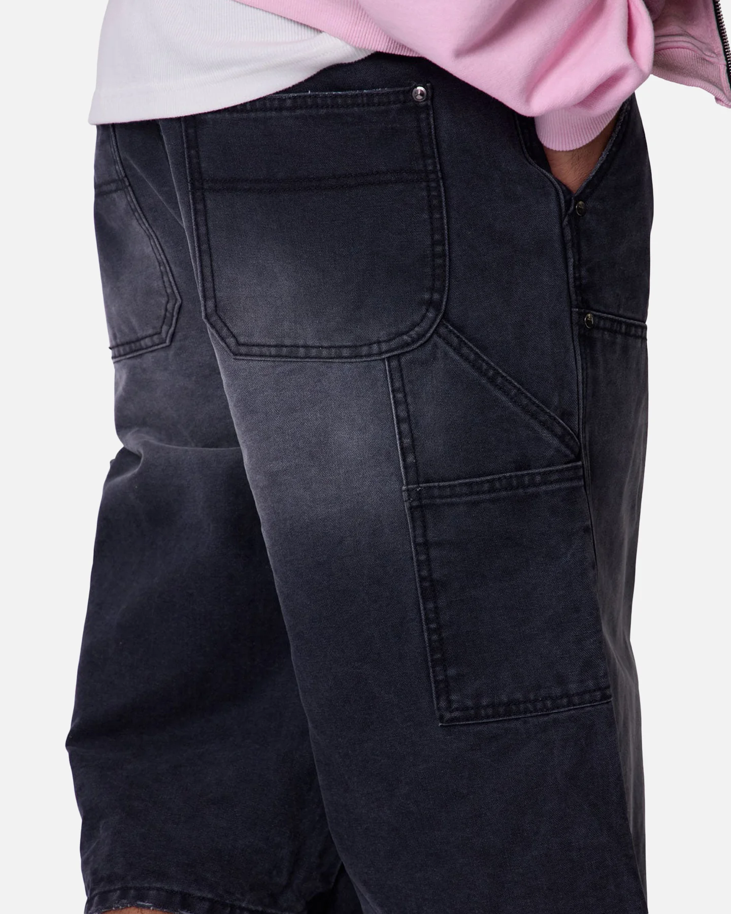 MNML Ultra Baggy Carpenter Shorts Washed Black - Image 6