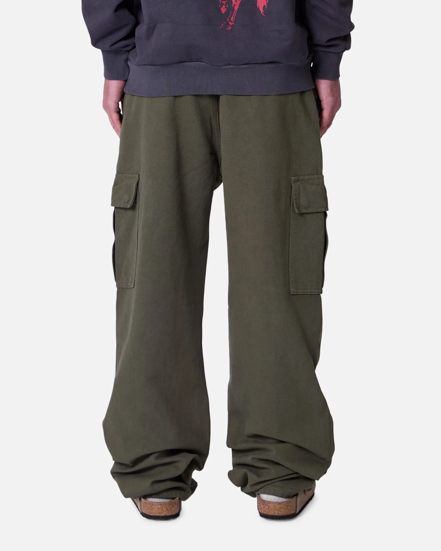MNML Ultra Baggy Extended Knee Denim Pants Olive - Image 4