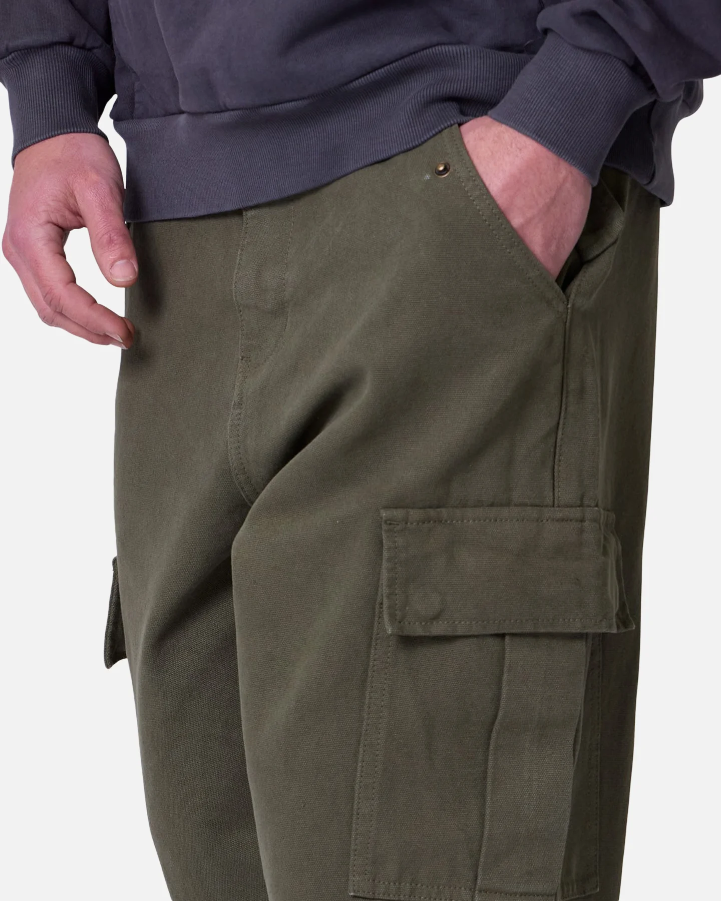 MNML Ultra Baggy Extended Knee Denim Pants Olive - Image 6