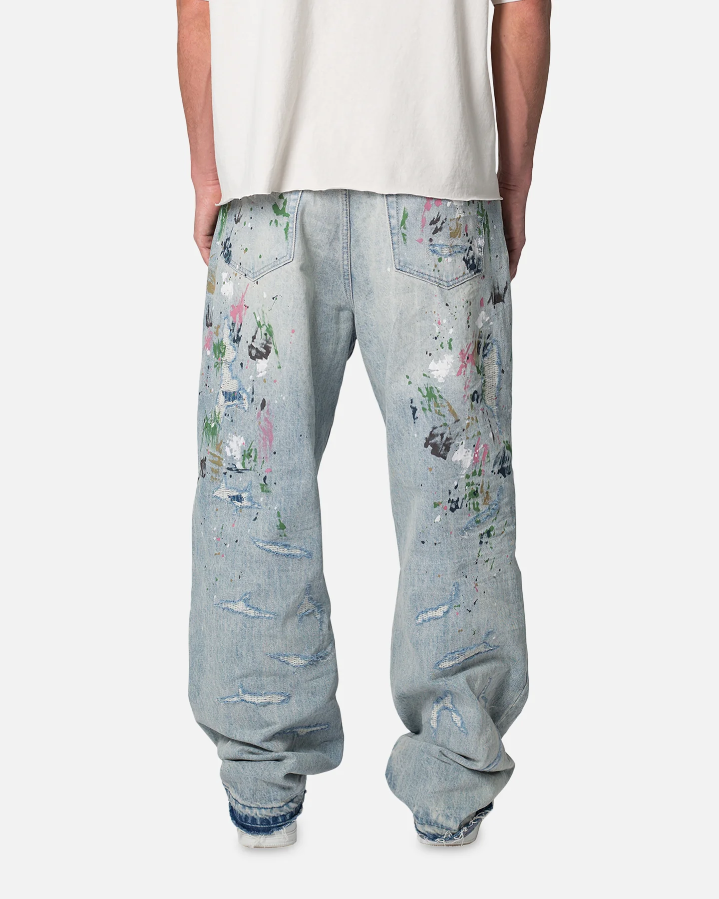 MNML Ultra Baggy Paint Denim Jeans Blue - Image 4