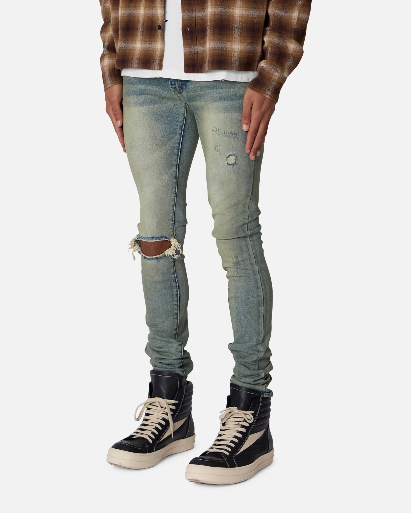 MNML X721 Dusted Skinny Denim Jeans Sun Washed Blue - Image 2